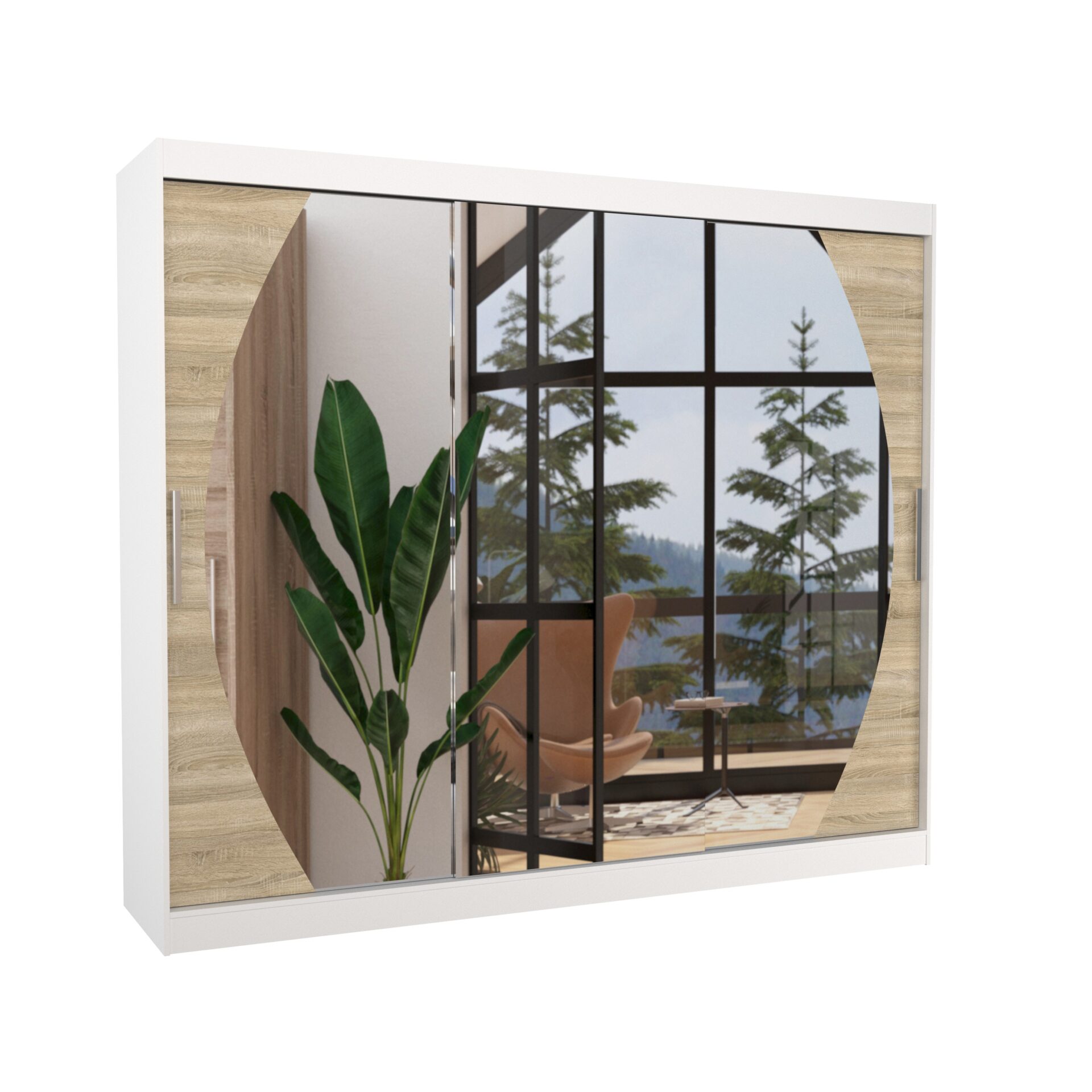 Stumdoma spinta su veidrodžiu CAMBE 250 balta/Sonoma ADRK