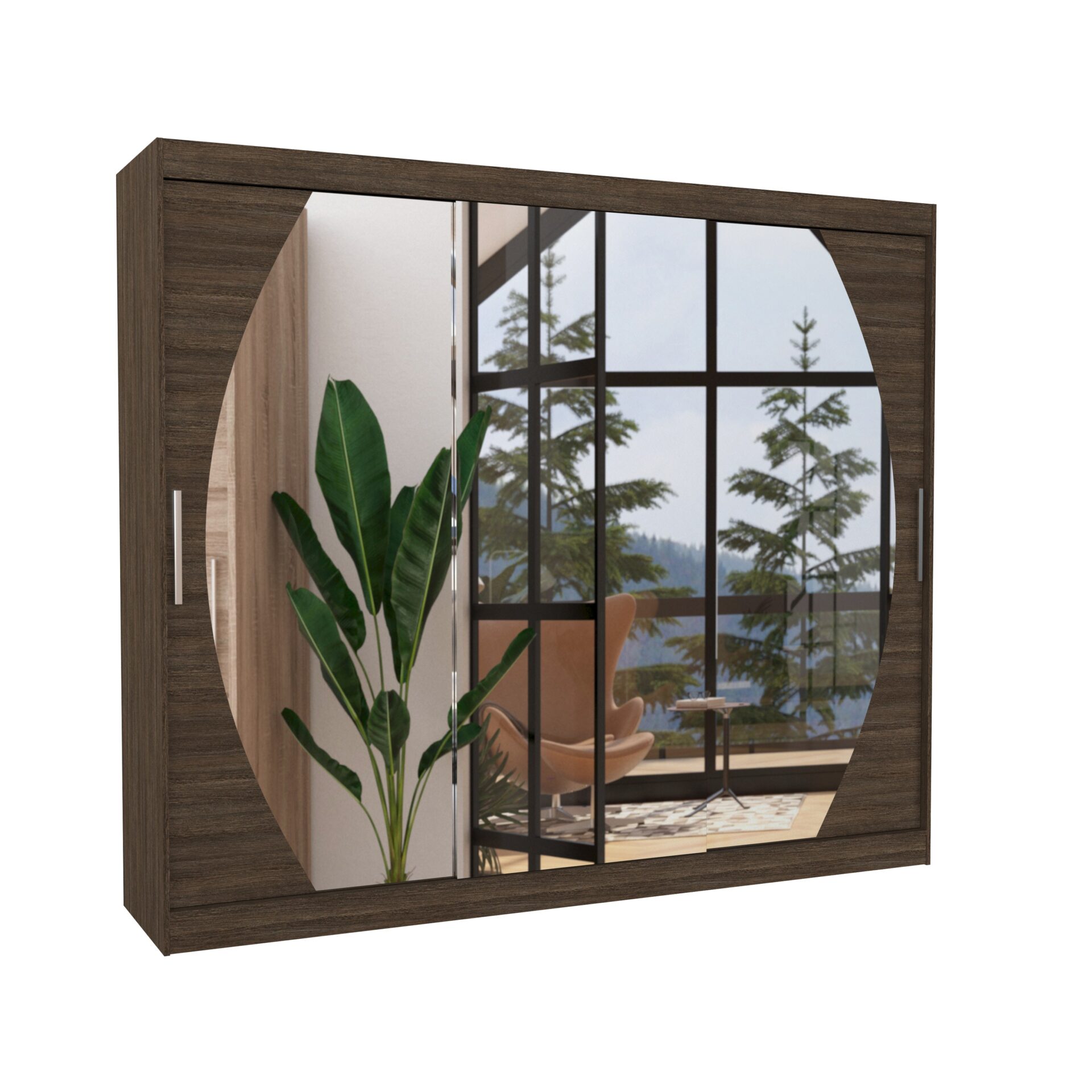 Stumdoma spinta su veidrodžiu CAMBE 250 šokolado spalvos ADRK