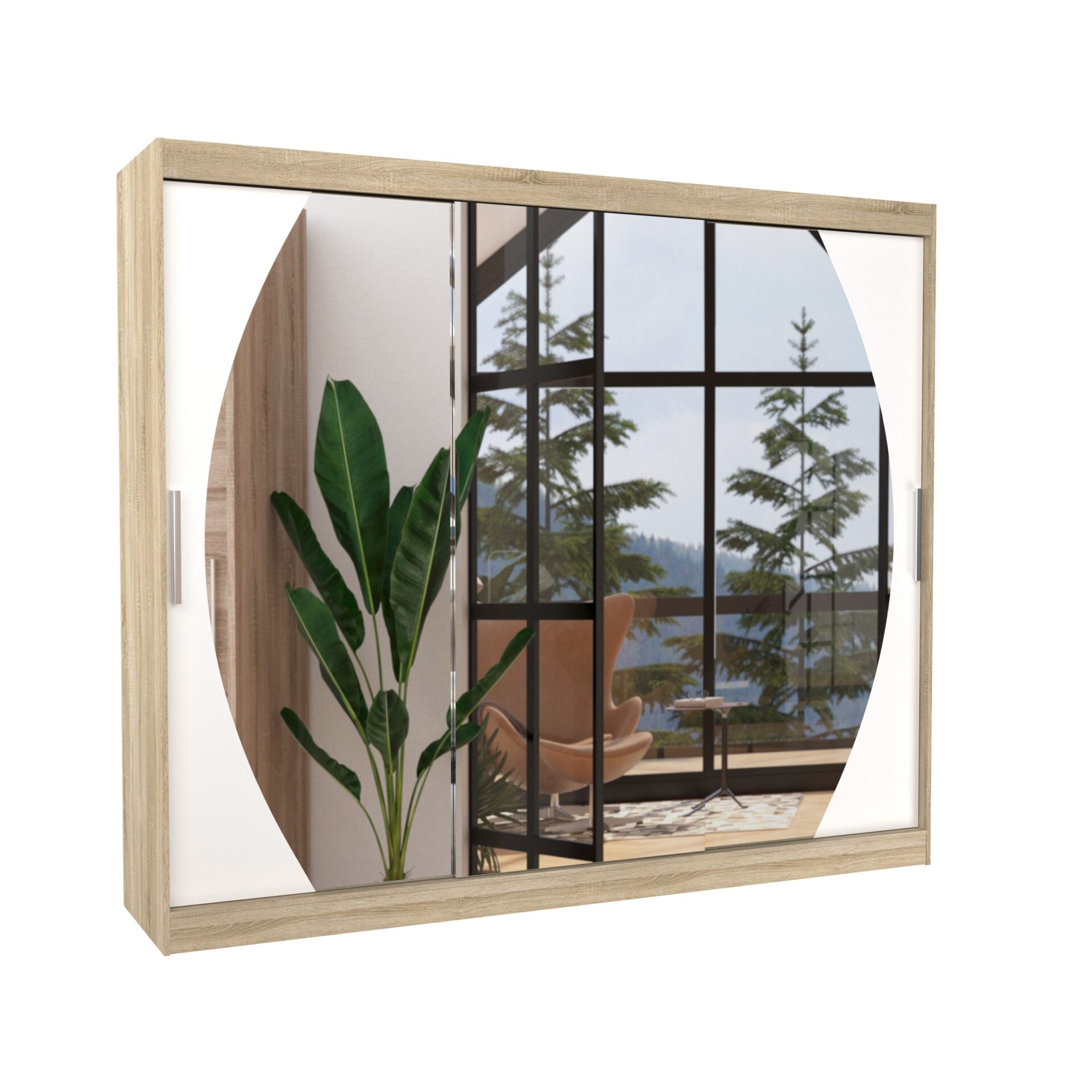 Stumdoma spinta su veidrodžiu CAMBE 250 Sonoma/Balta ADRK