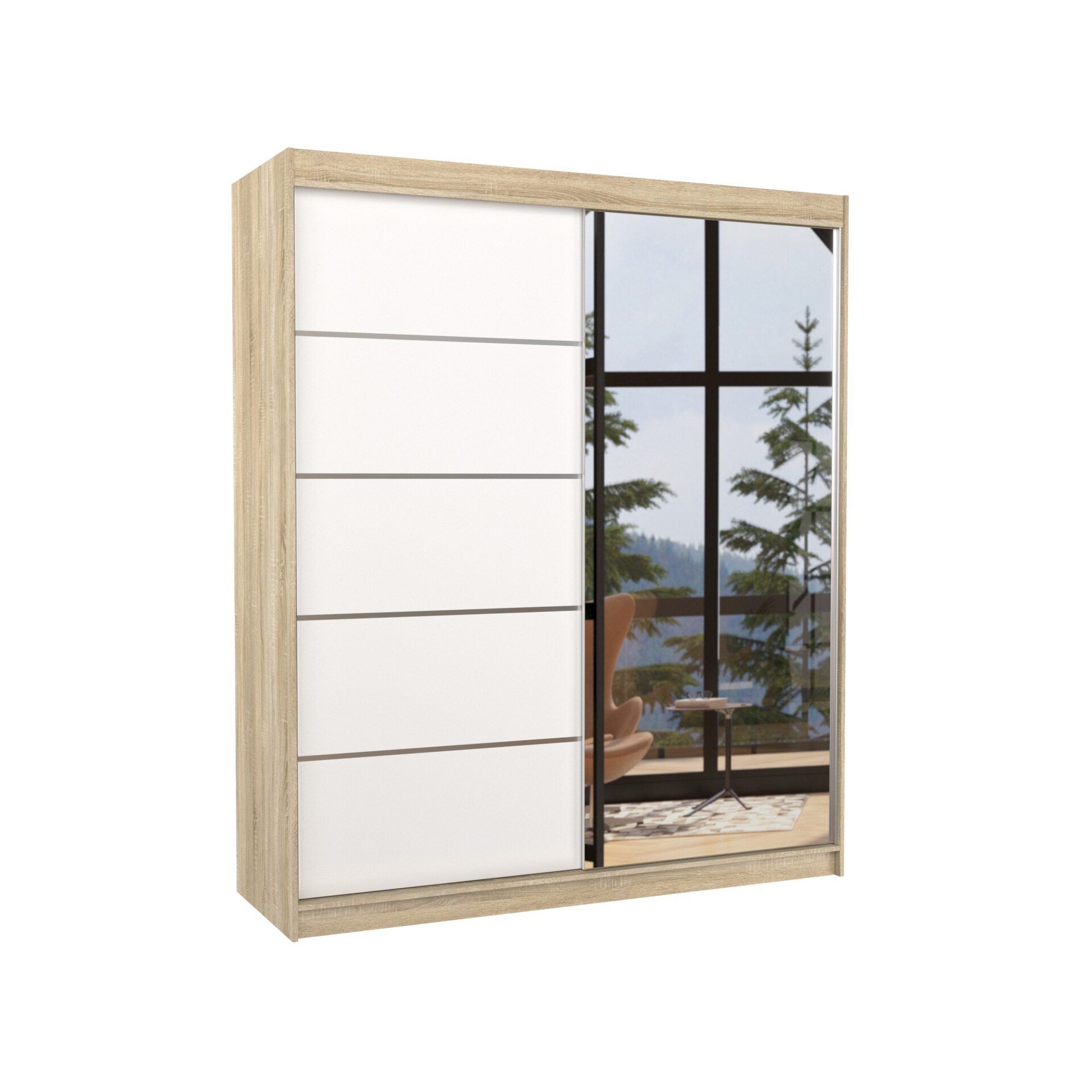 CARO 180 Sonoma/White ADRK stumdoma spinta su veidrodžiu