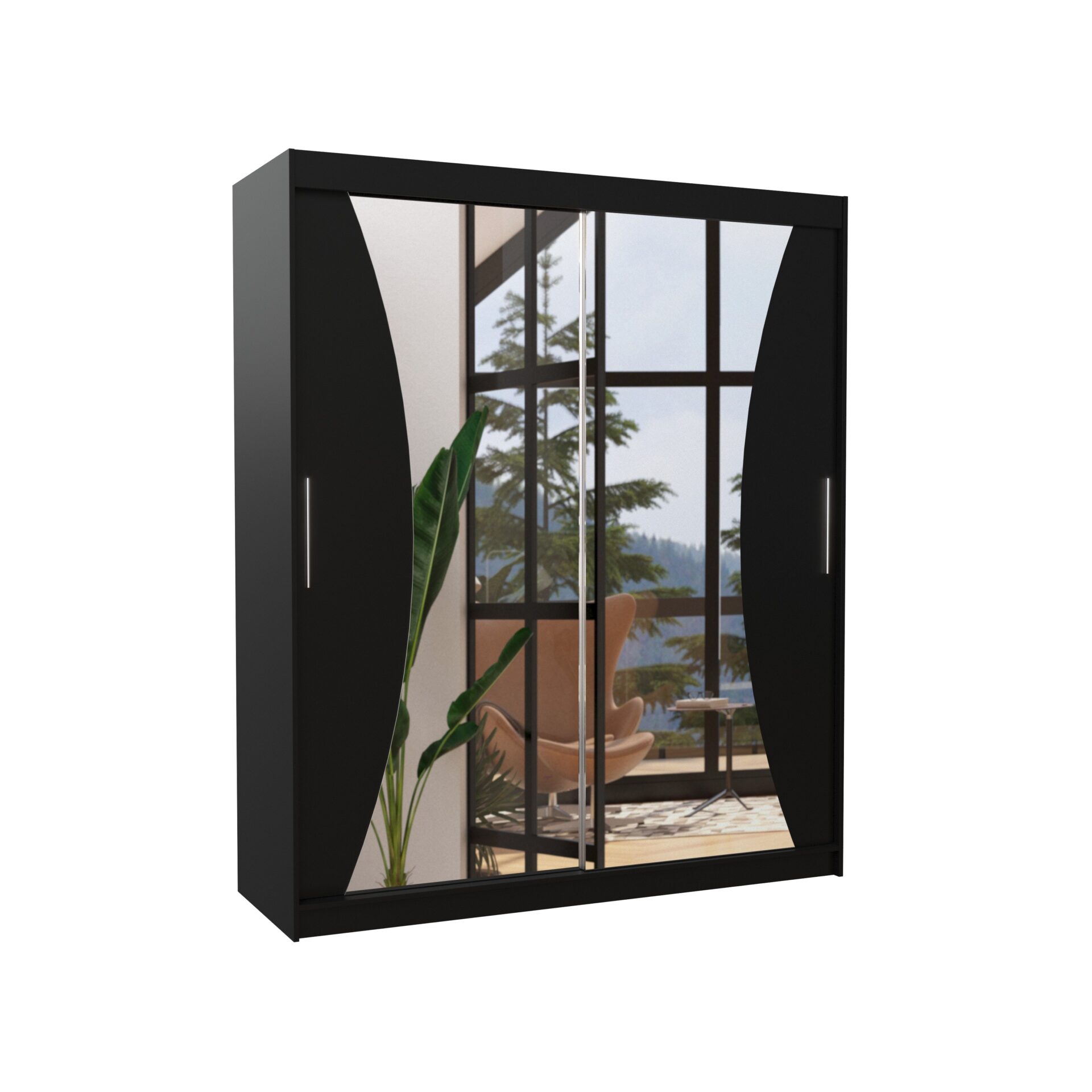 Stumdoma spinta su veidrodžiu CHARLOTTE 180 juoda ADRK