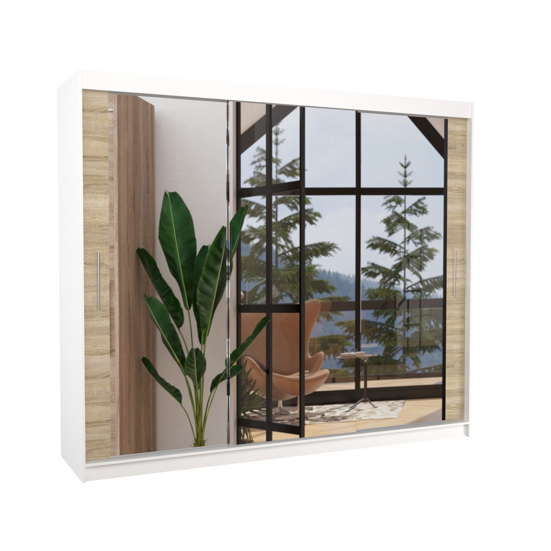 Stumdoma spinta su veidrodžiu CHESTER 250 balta/Sonoma ADRK