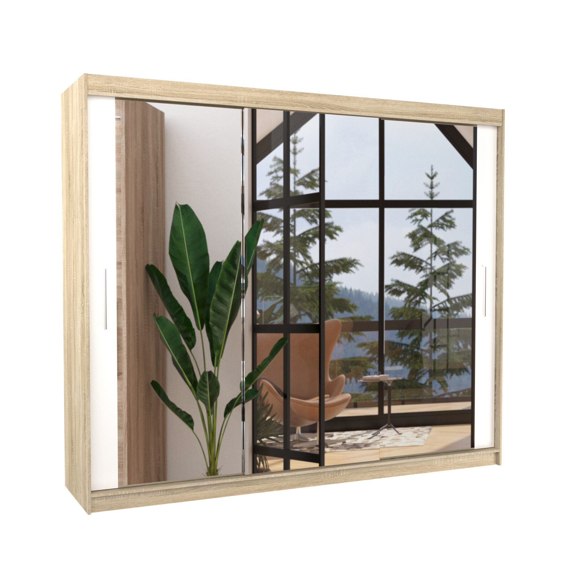 Stumdoma spinta su veidrodžiu CHESTER 250 Sonoma/Balta ADRK