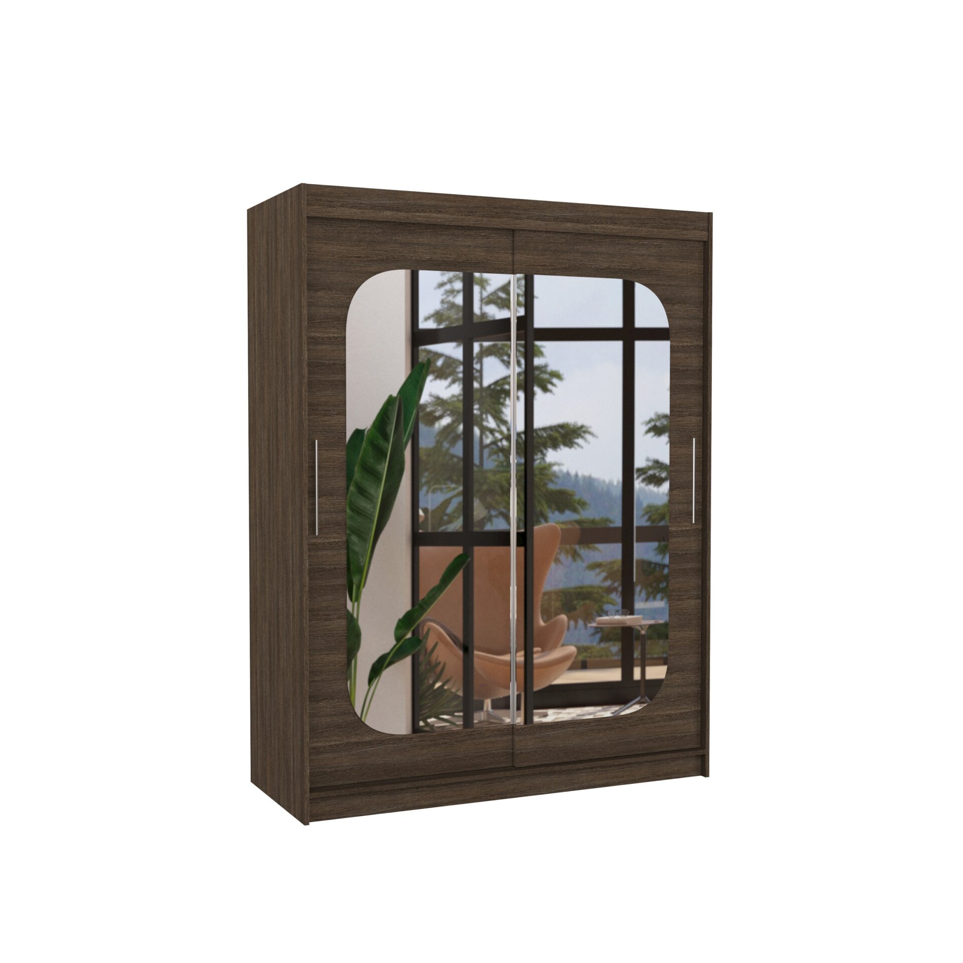 Stumdoma spinta su veidrodžiu CLEVER 150 šokolado spalvos ADRK