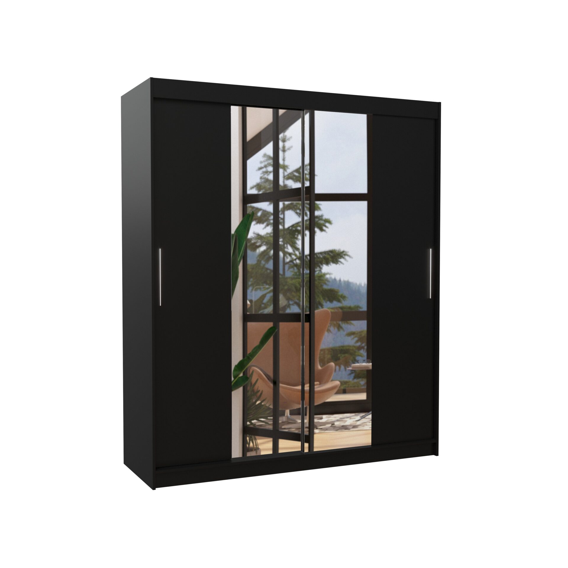 Stumdoma spinta su veidrodžiu DALLAS 180 juoda ADRK