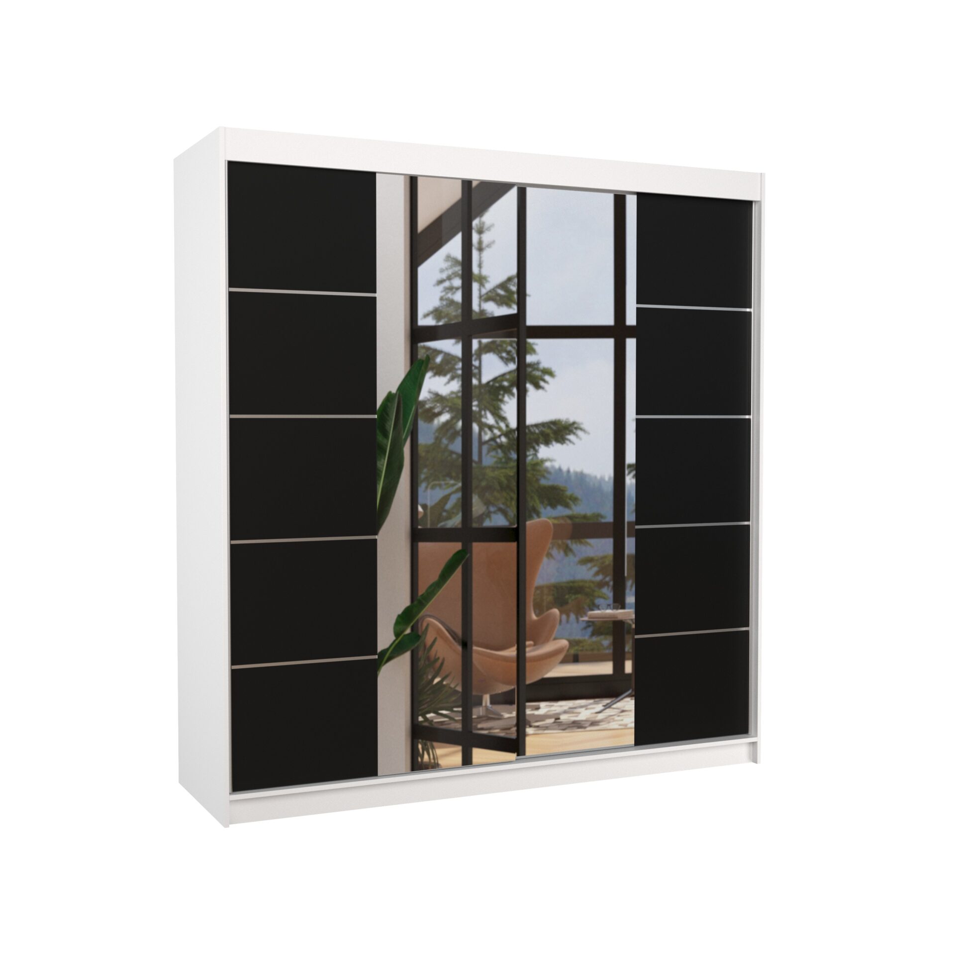 Stumdoma spinta su veidrodžiu DALMATIA 200 balta/juoda ADRK