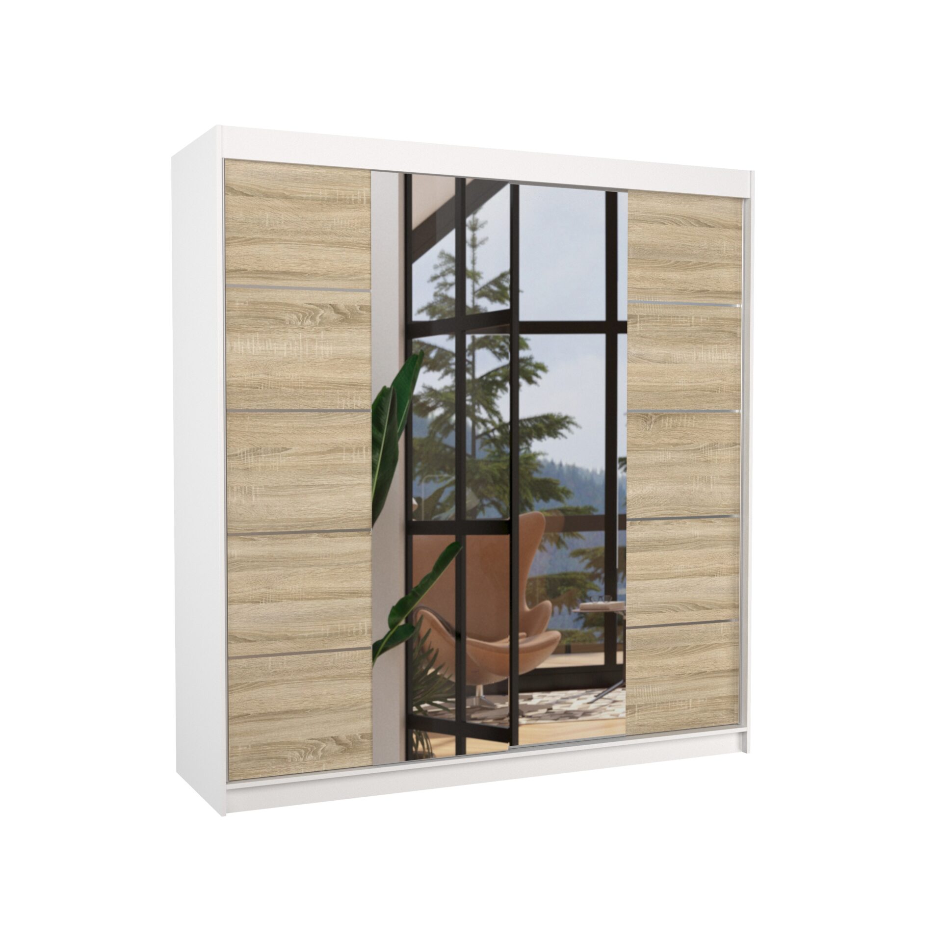 Stumdoma spinta su veidrodžiu DALMATIA 200 balta/Sonoma ADRK