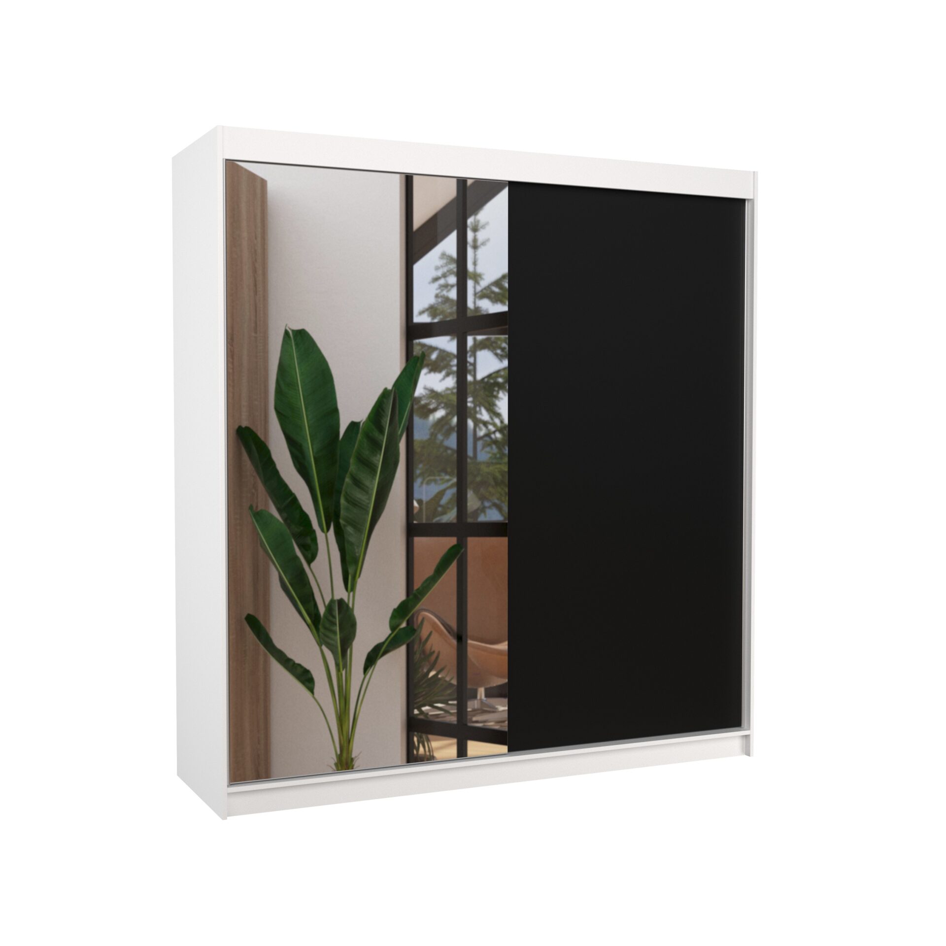 Stumdoma spinta su veidrodžiu DELLA 200 balta/juoda ADRK