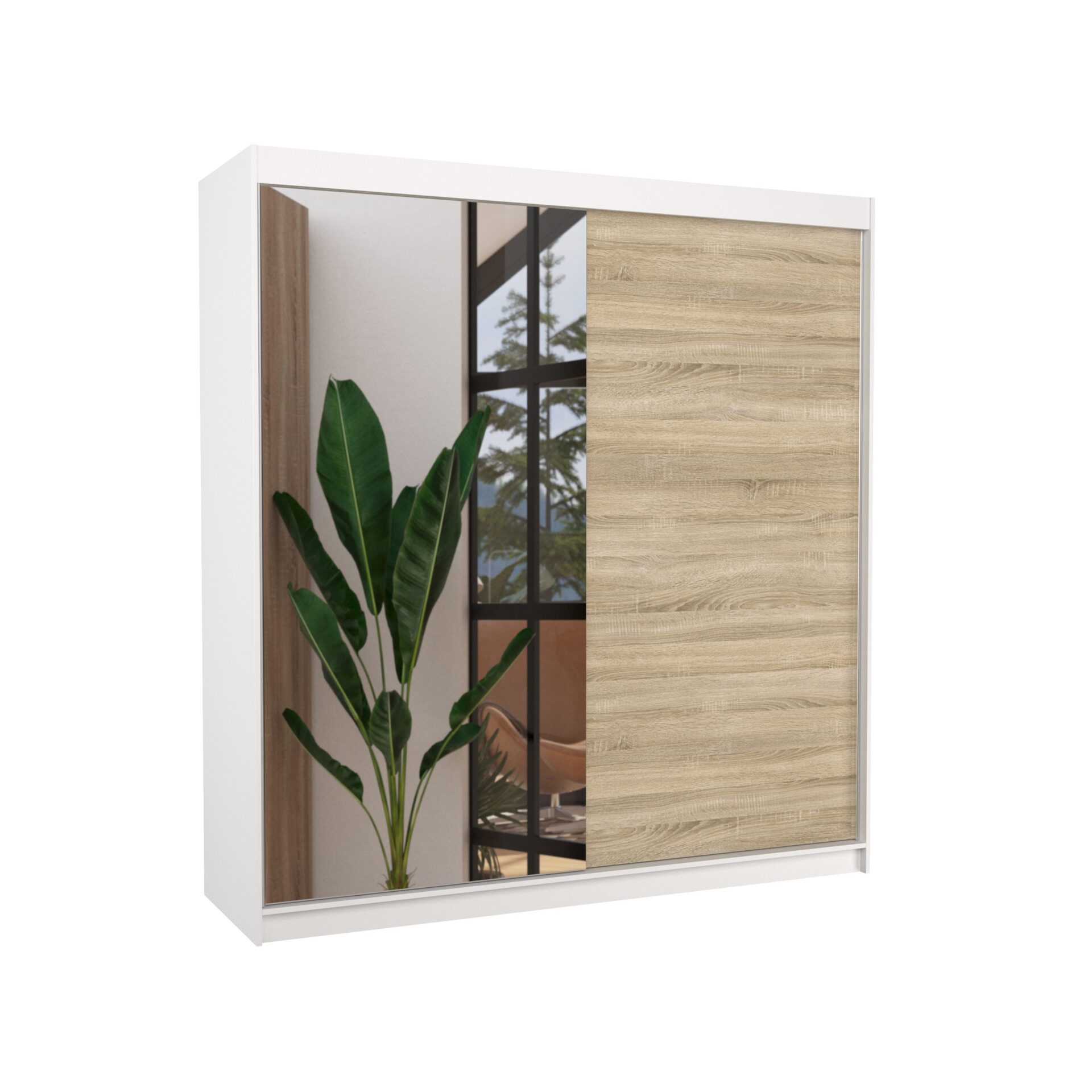 DELLA 200 Stumdoma spinta su veidrodžiu, balta/Sonoma, ADRK