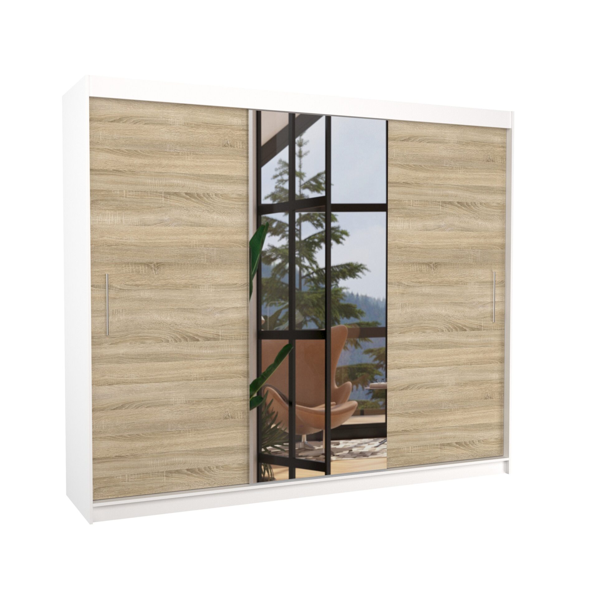 Stumdoma spinta su veidrodžiu DENIS 250 balta/Sonoma ADRK