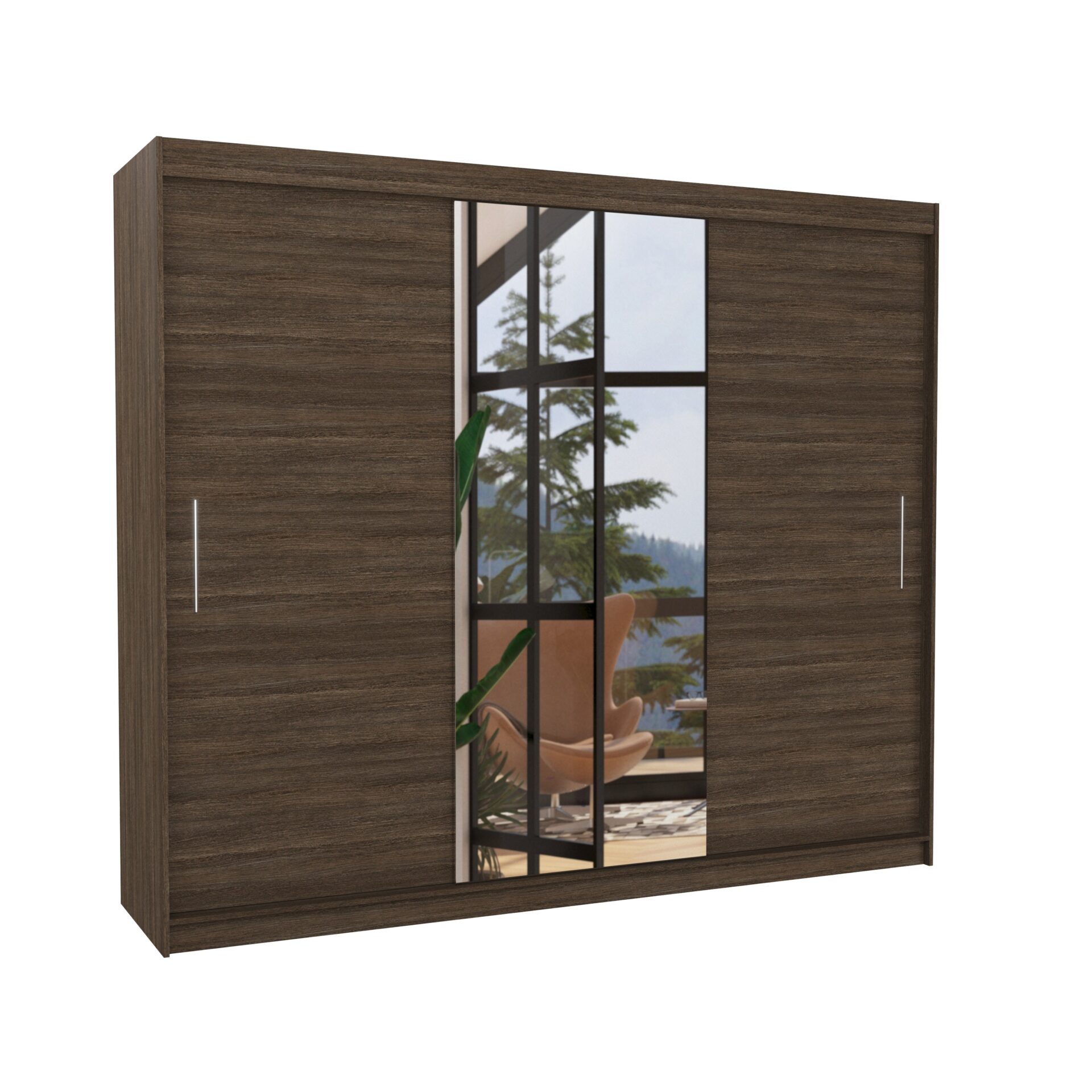 Stumdoma spinta su veidrodžiu DENIS 250 šokolado spalvos ADRK