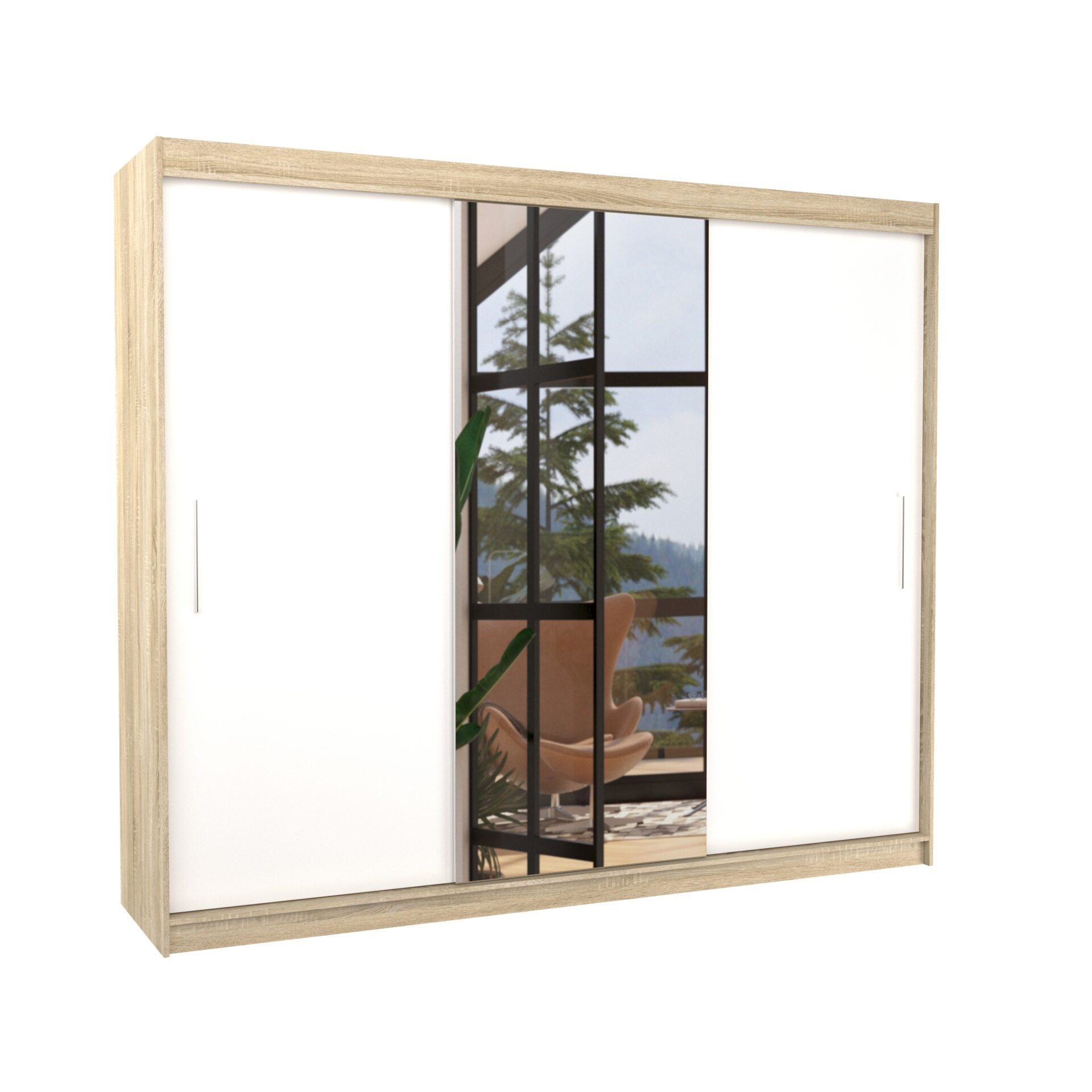 Stumdoma spinta su veidrodžiu DENIS 250 Sonoma/Balta ADRK