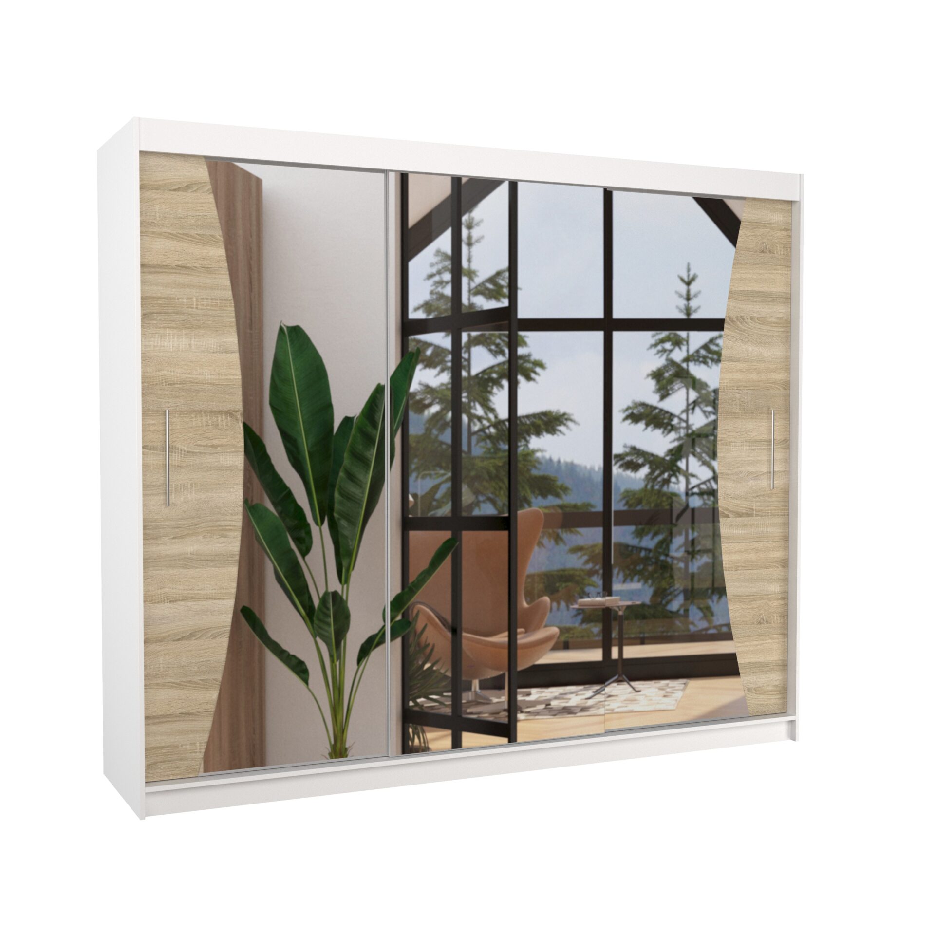 DIEGO 250 stumdoma spinta su veidrodžiu, balta/Sonoma, ADRK