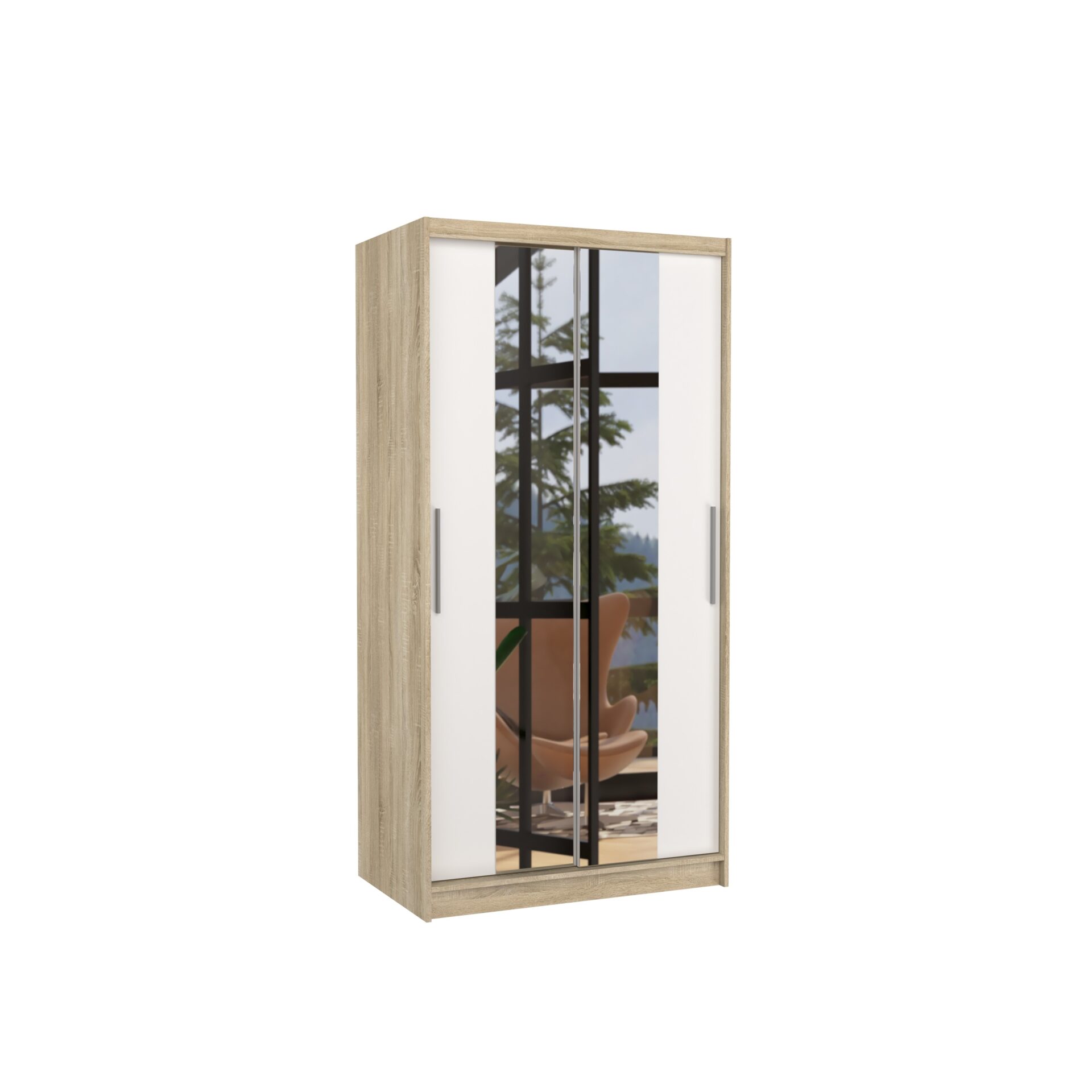 Stumdoma spinta su veidrodžiu DRAGONIS 100 Sonoma/Balta ADRK