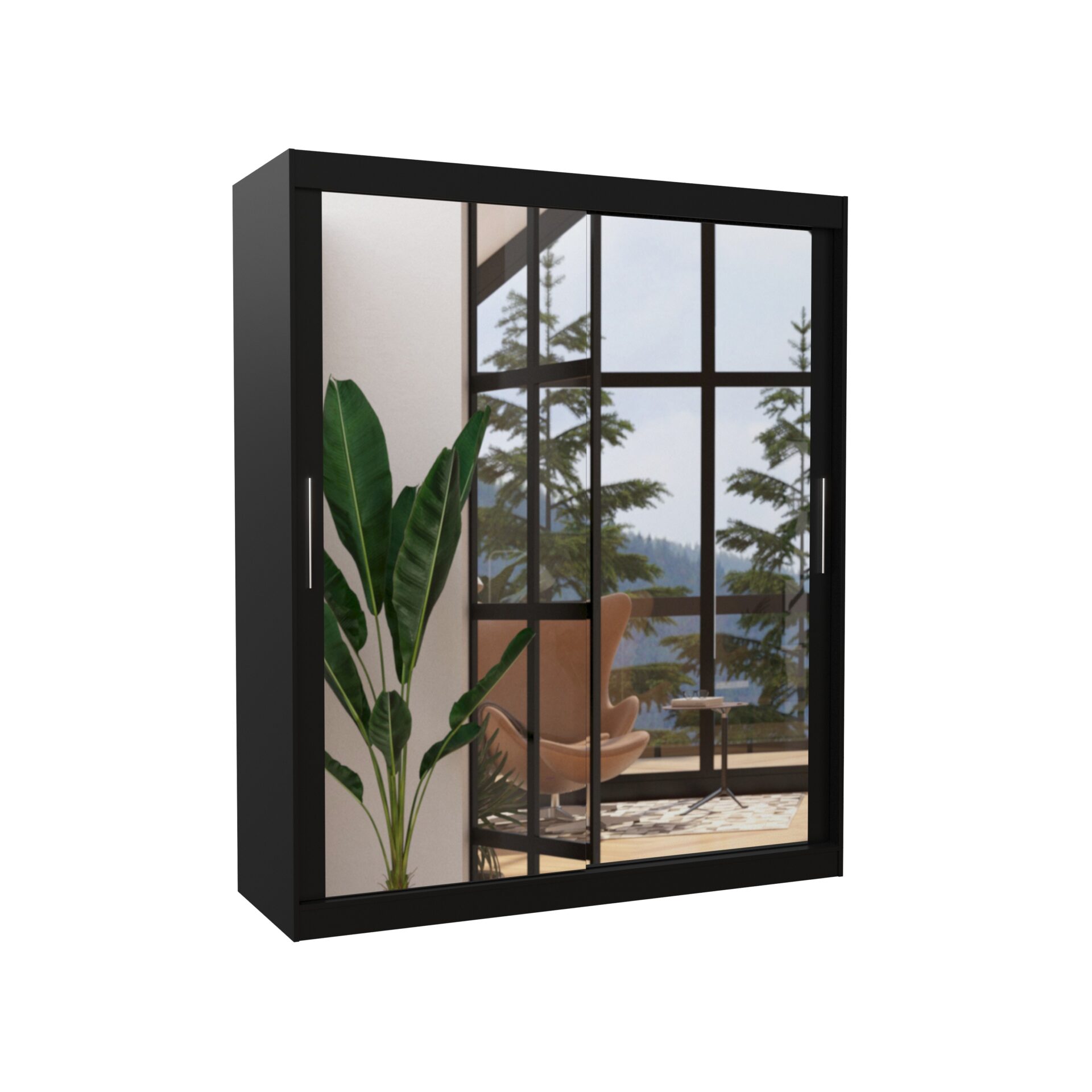 Stumdoma spinta su veidrodžiu ETTORE 180 juoda ADRK