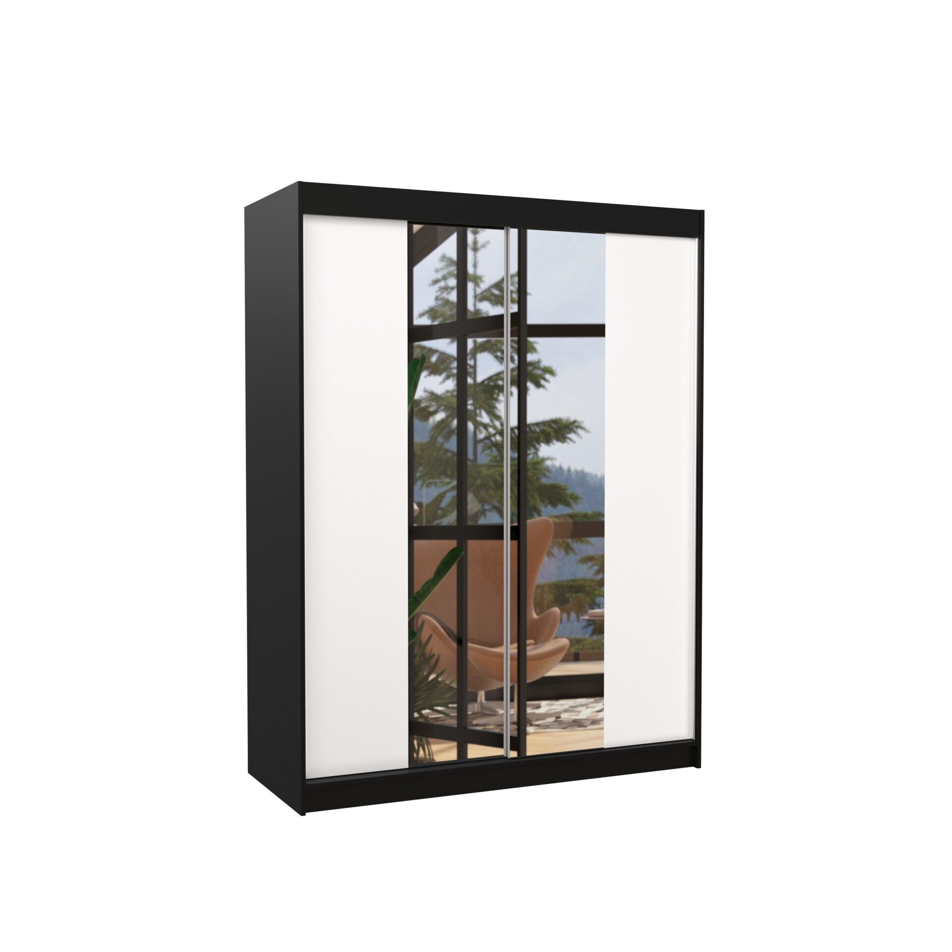 Stumdoma spinta su veidrodžiu FEVER 150 juoda/balta ADRK