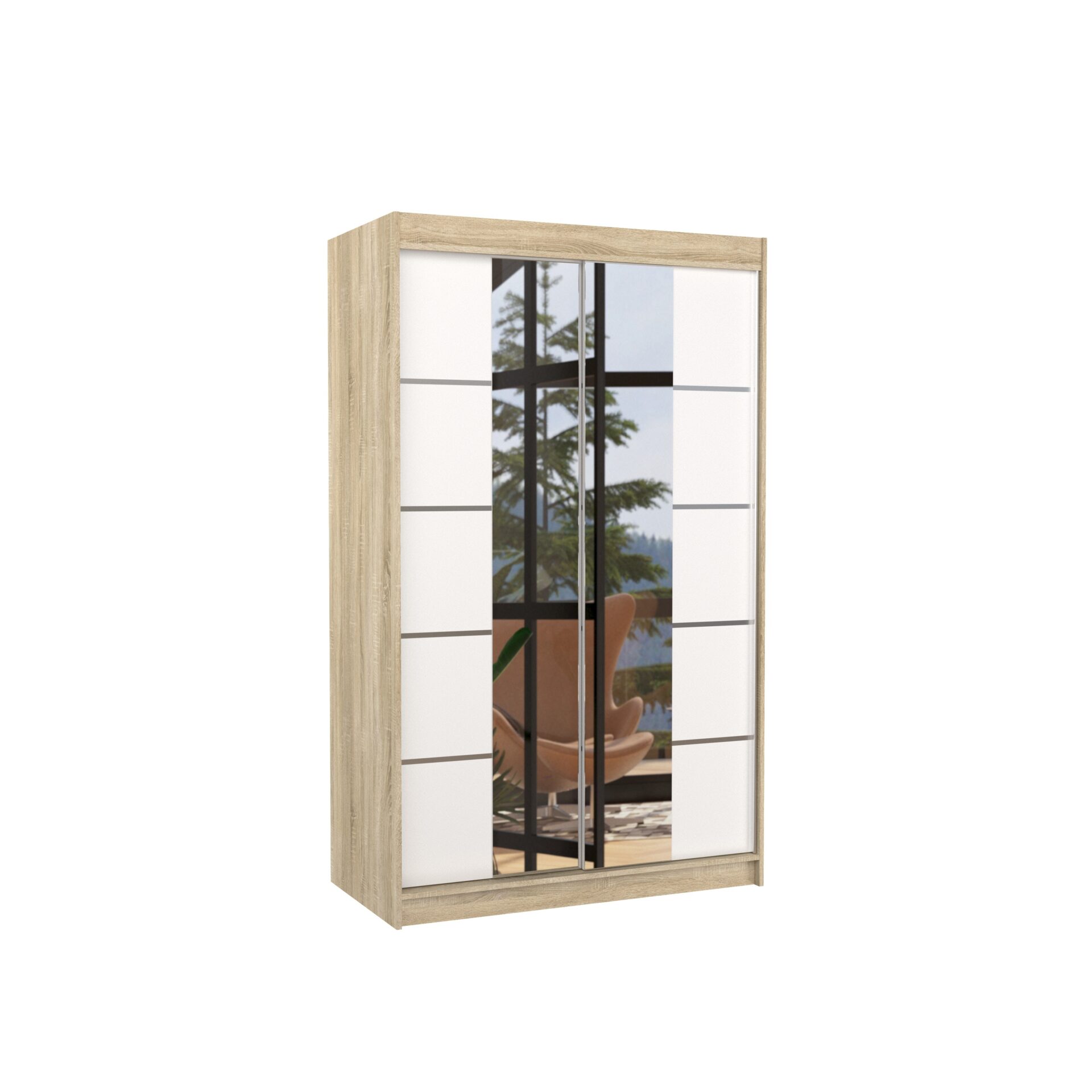 Stumdoma spinta su veidrodžiu GENUA 120 Sonoma/Balta ADRK