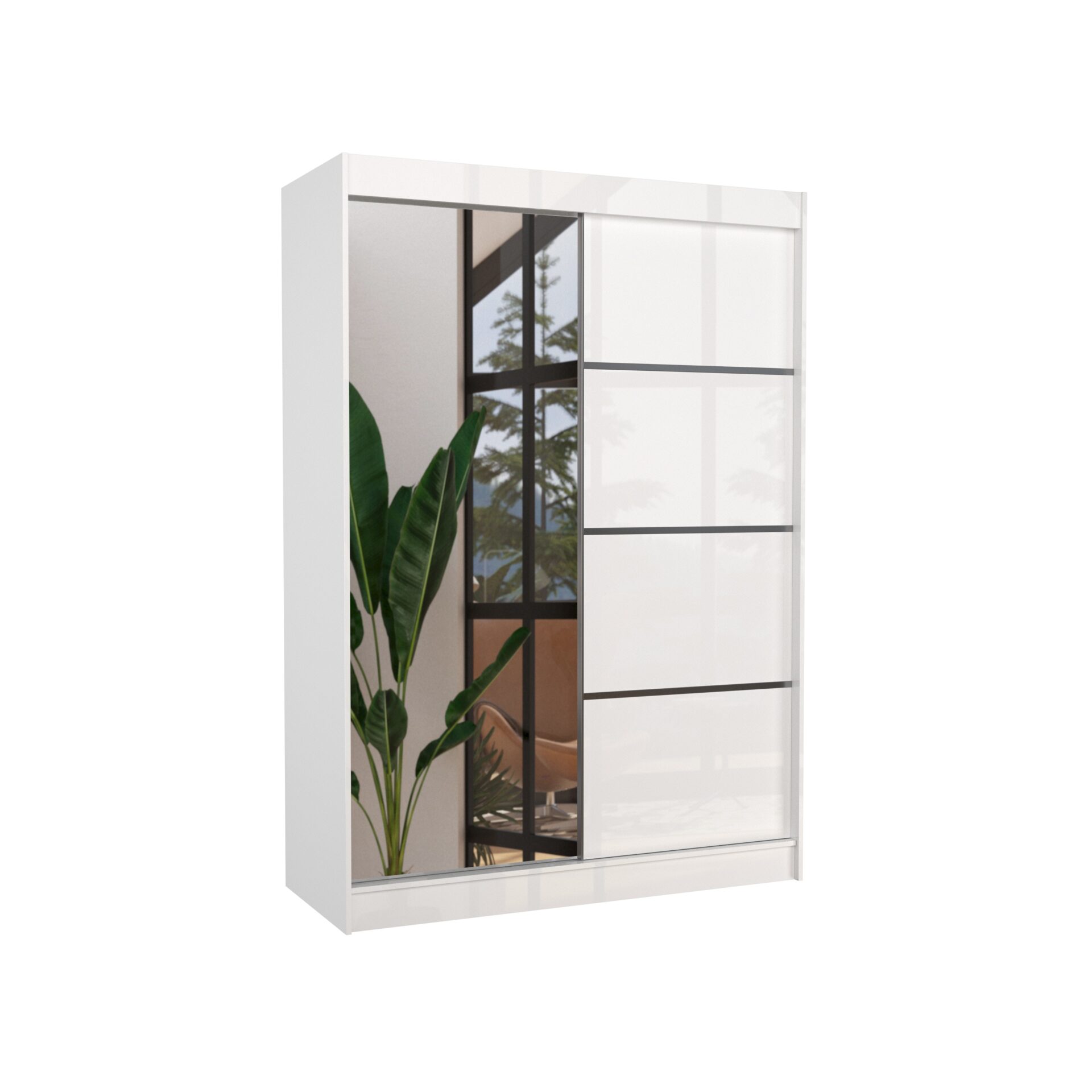 Stumdoma spinta su veidrodžiu GILTON 150 balta ADRK