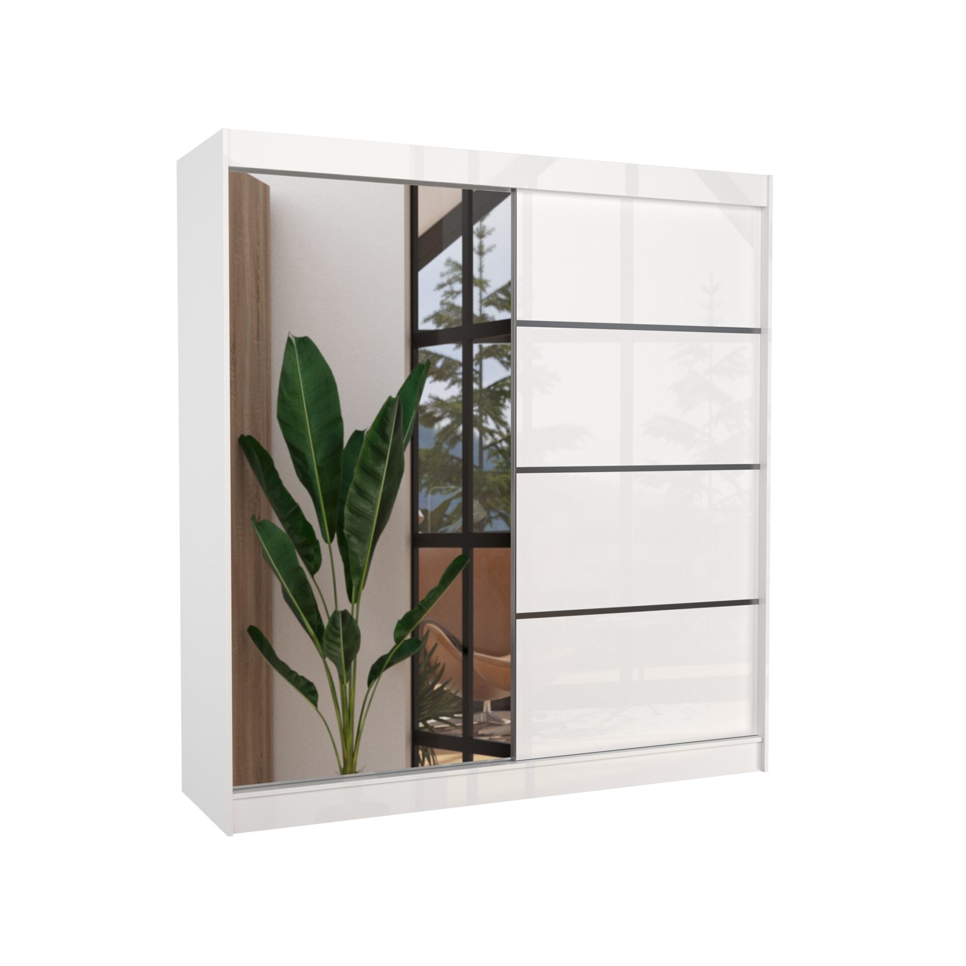 Stumdoma spinta su veidrodžiu GILTON 200 balta ADRK