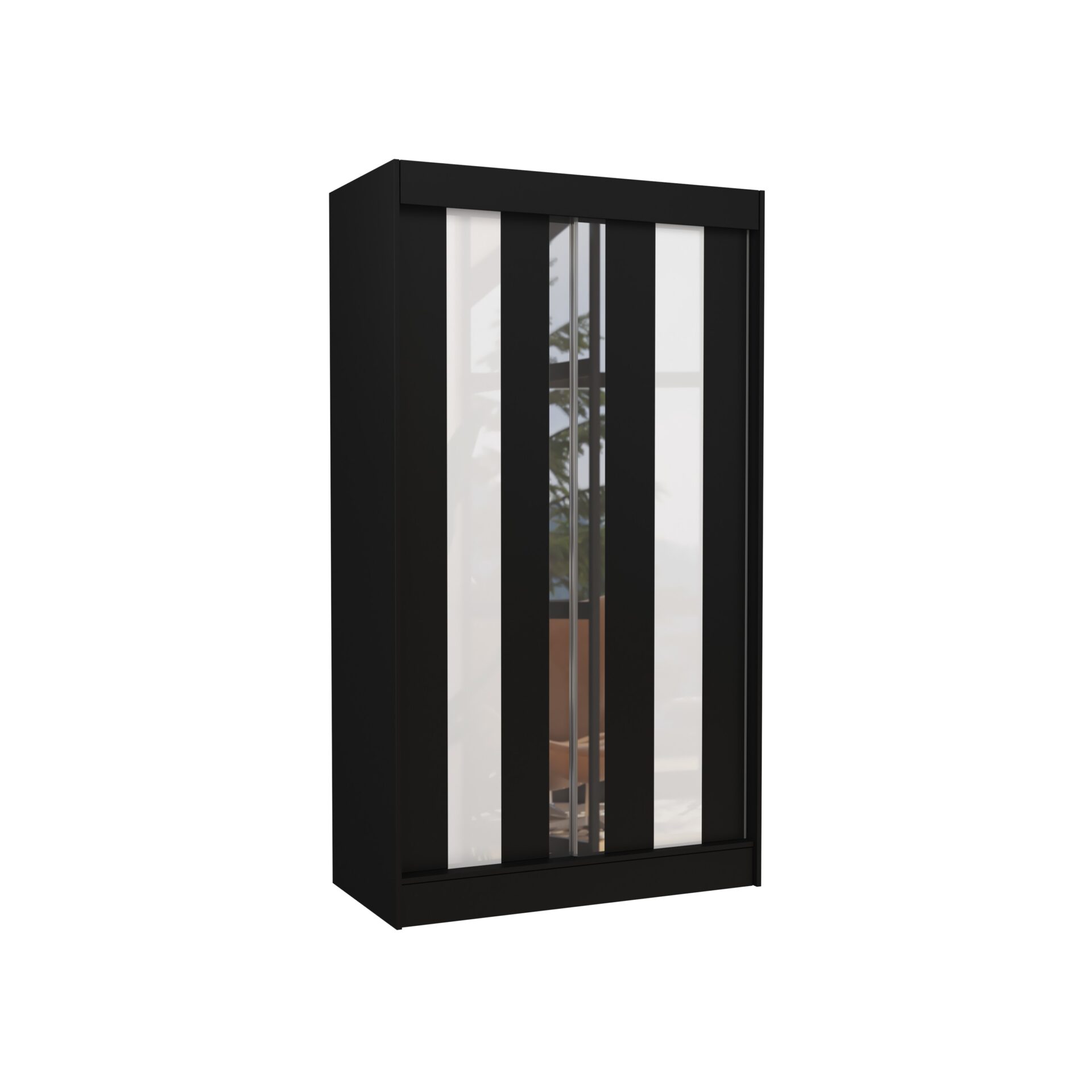 Stumdoma spinta su veidrodžiu ir „Lacobel“ KEITA 120 juoda/balta „Lacobel ADRK“