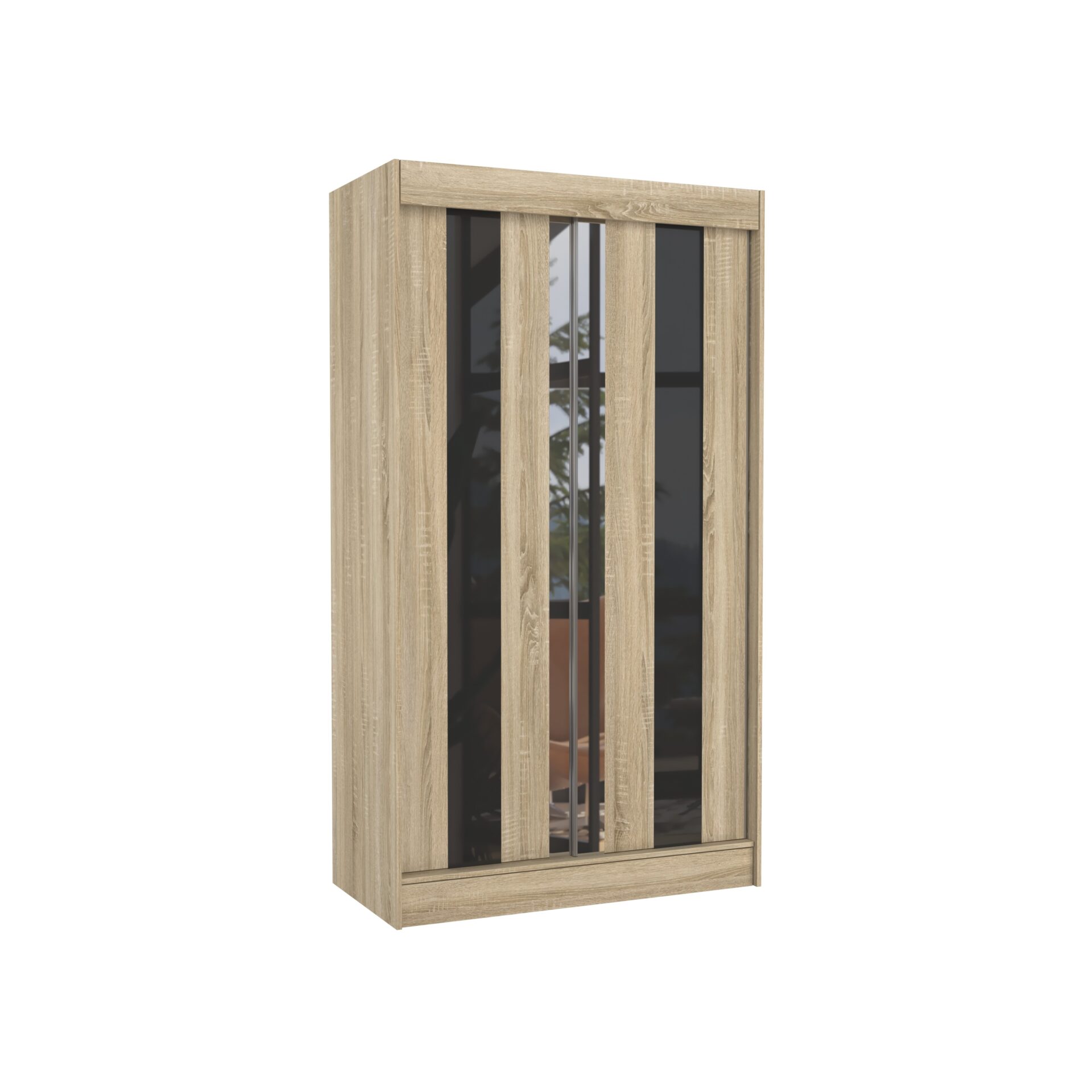 Stumdoma spinta su veidrodžiu ir lacobel KEITA 120 Sonoma/Black Lacobel ADRK