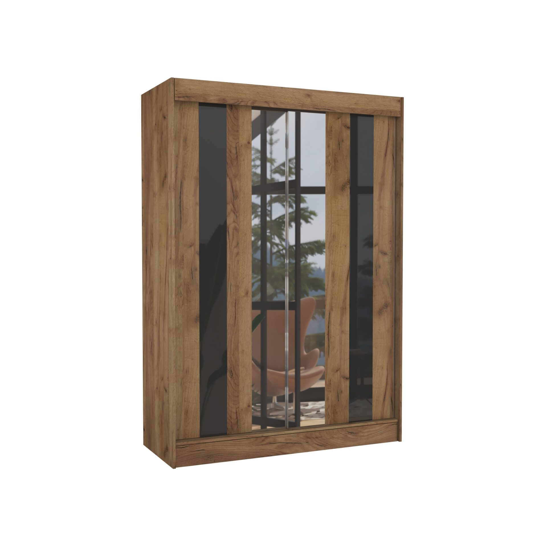 Stumdoma spinta su veidrodžiu ir lacobel KEITA 150 Craft/Black Lacobel ADRK