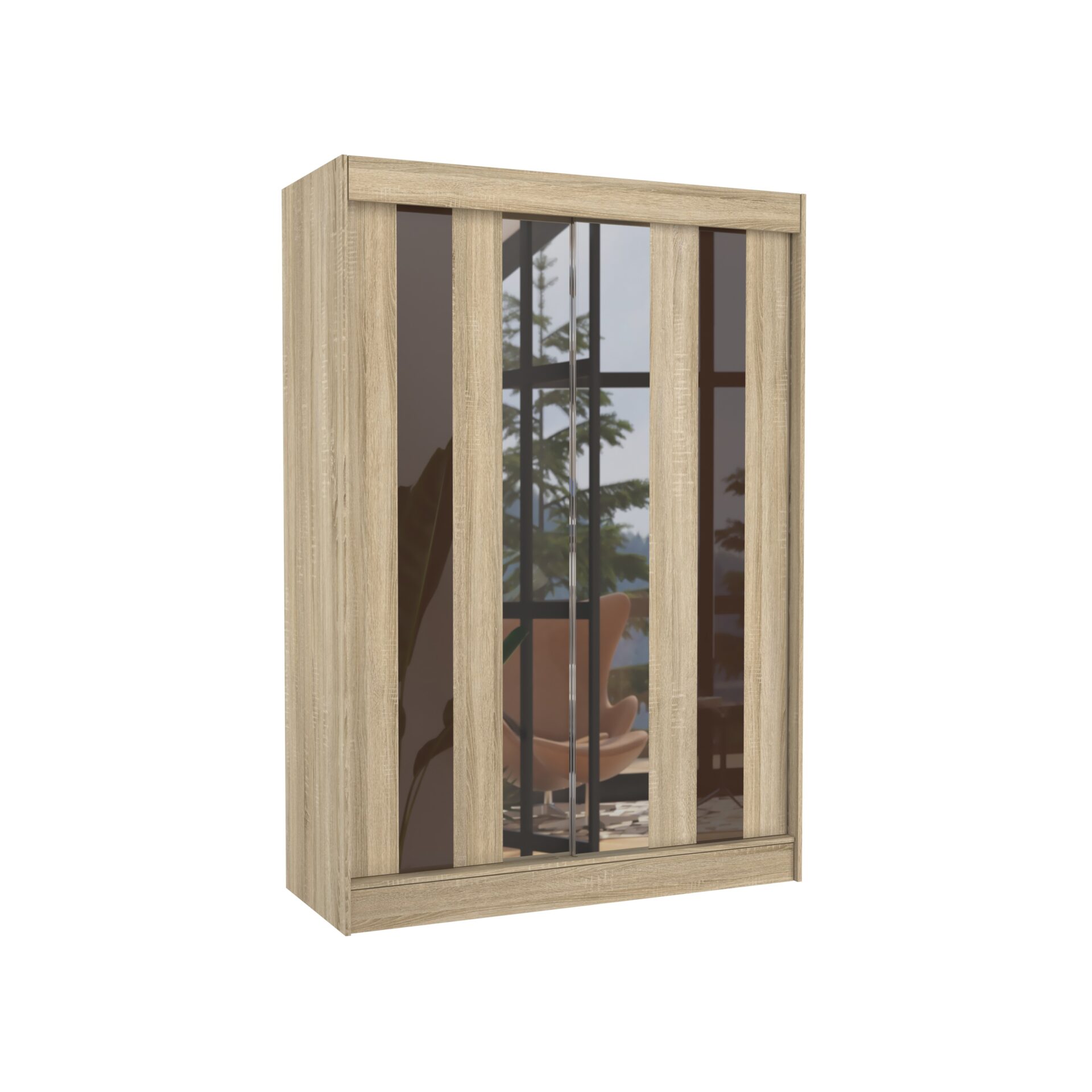 Stumdoma spinta su veidrodžiu ir Lacobel KEITA 150 Sonoma/Šokolado spalvos Lacobel ADRK