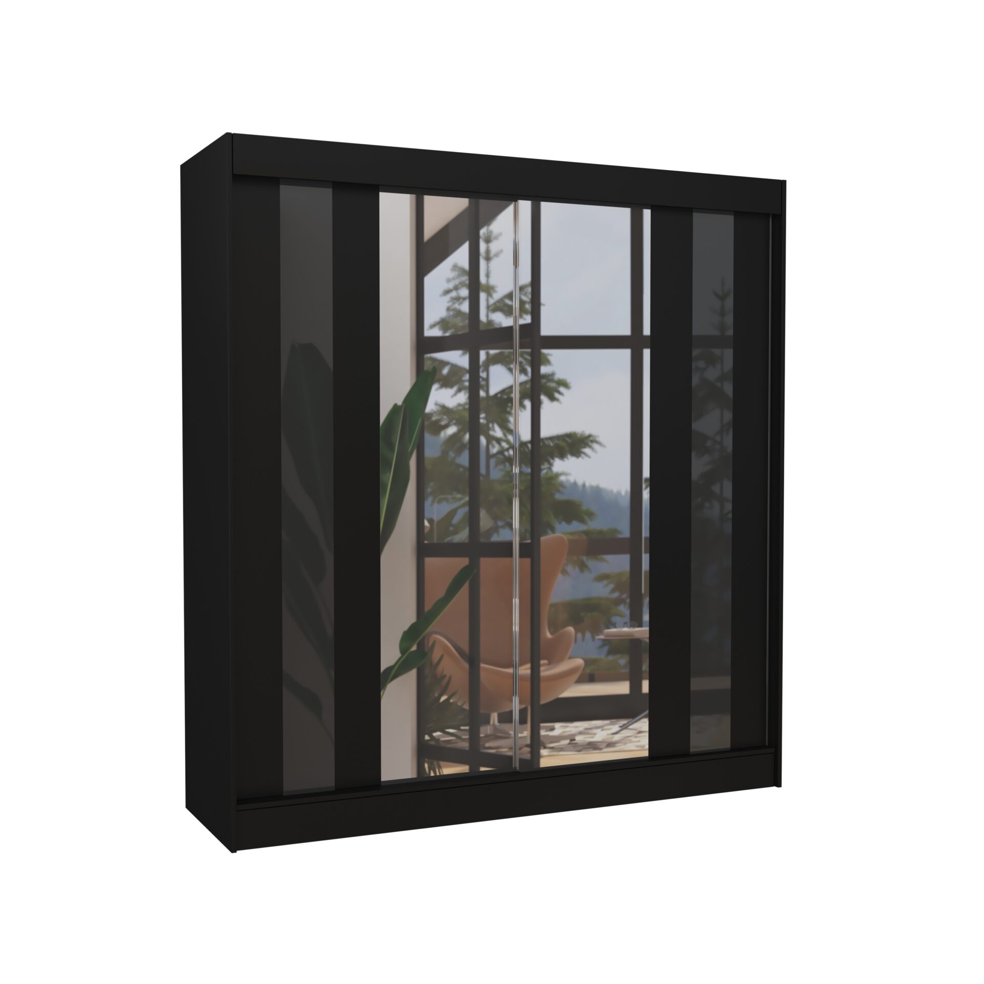 Stumdoma spinta su veidrodžiu ir lakobeliu KEITA 200 juoda/juoda lakobelis ADRK