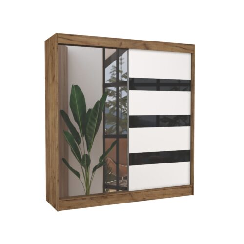 Stumdoma spinta su veidrodžiu ir užuolaidomis TOURA 200 Craft/White ADRK