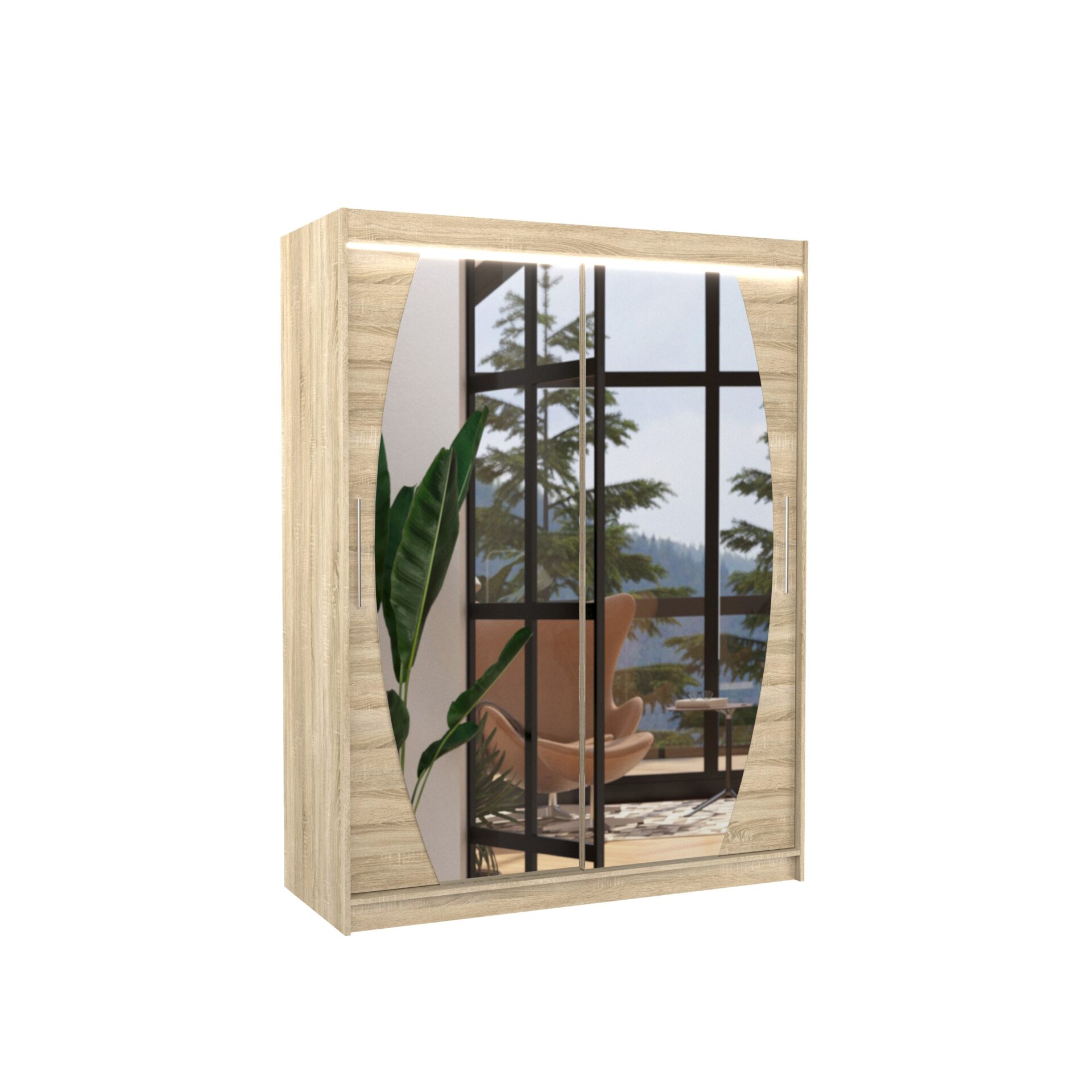 Stumdoma spinta su veidrodžiu ir LED apšvietimu ALEN 150 Sonoma ADRK