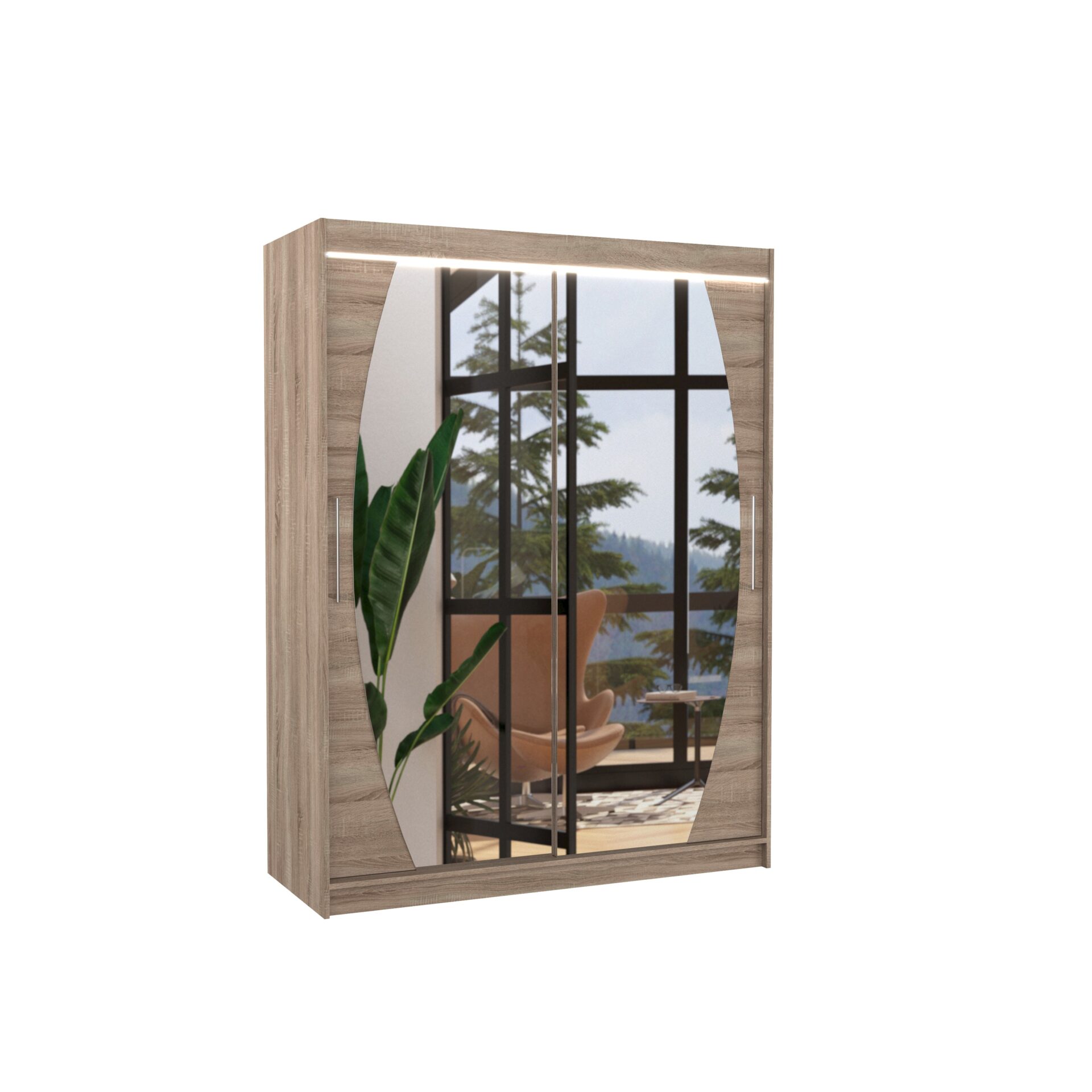 Stumdoma spinta su veidrodžiu ir LED apšvietimu ALEN 150 Truffle ADRK