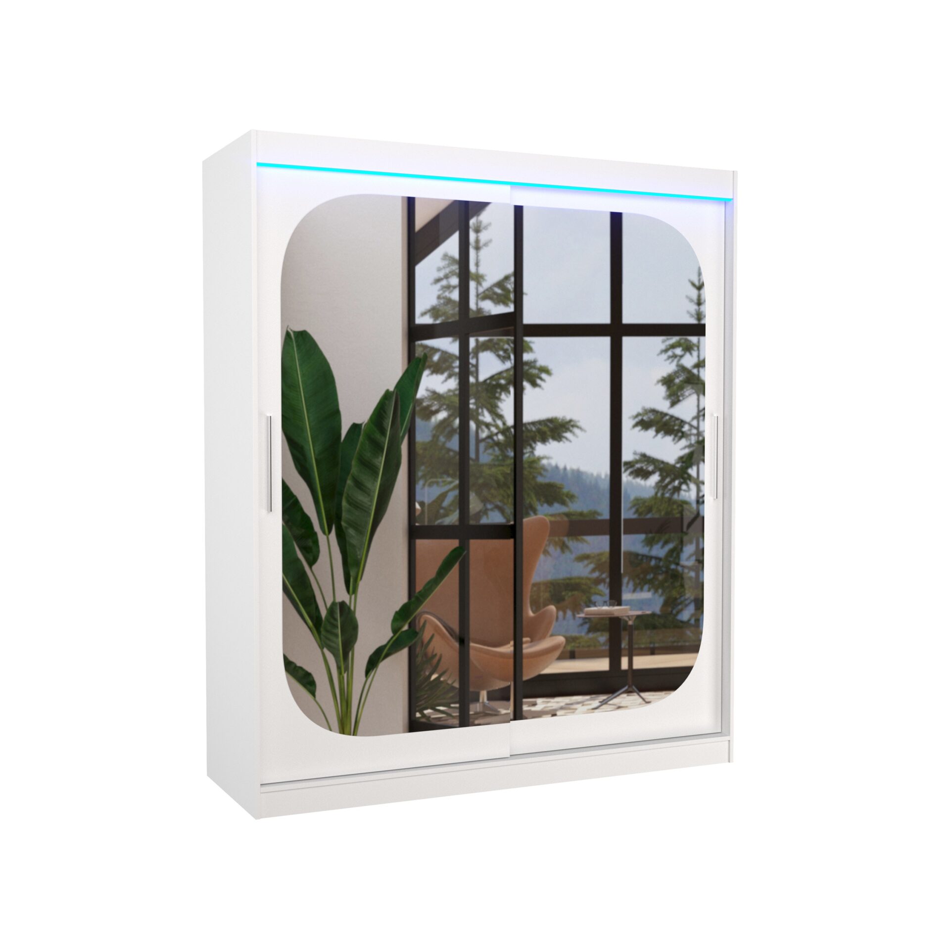 Stumdoma spinta su veidrodžiu ir LED apšvietimu ARIZONA 180 balta ADRK