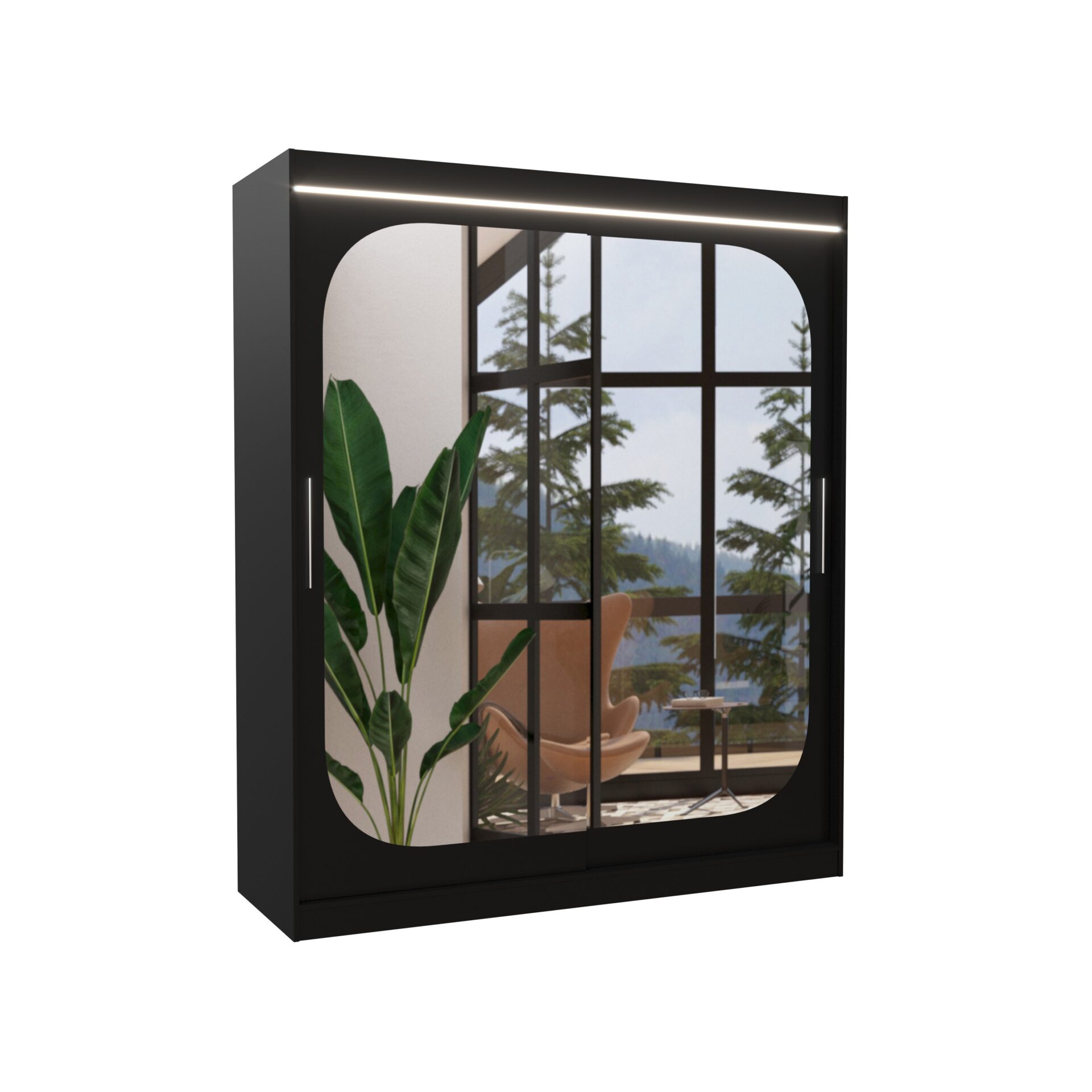 Stumdoma spinta su veidrodžiu ir LED apšvietimu ARIZONA 180 Black ADRK