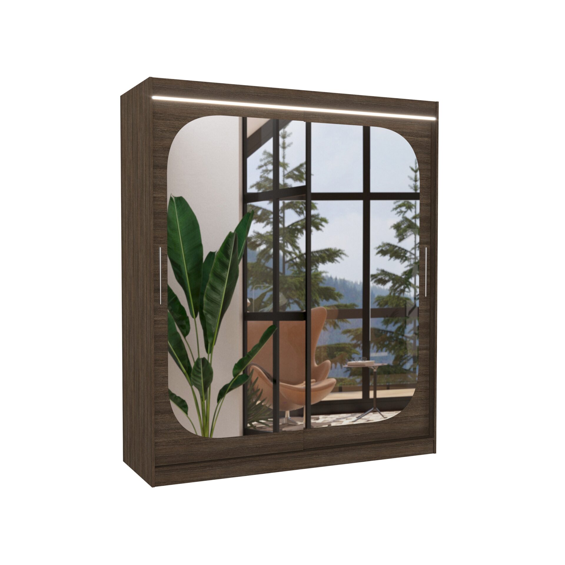 Stumdoma spinta su veidrodžiu ir LED apšvietimu ARIZONA 180 Chocolate ADRK