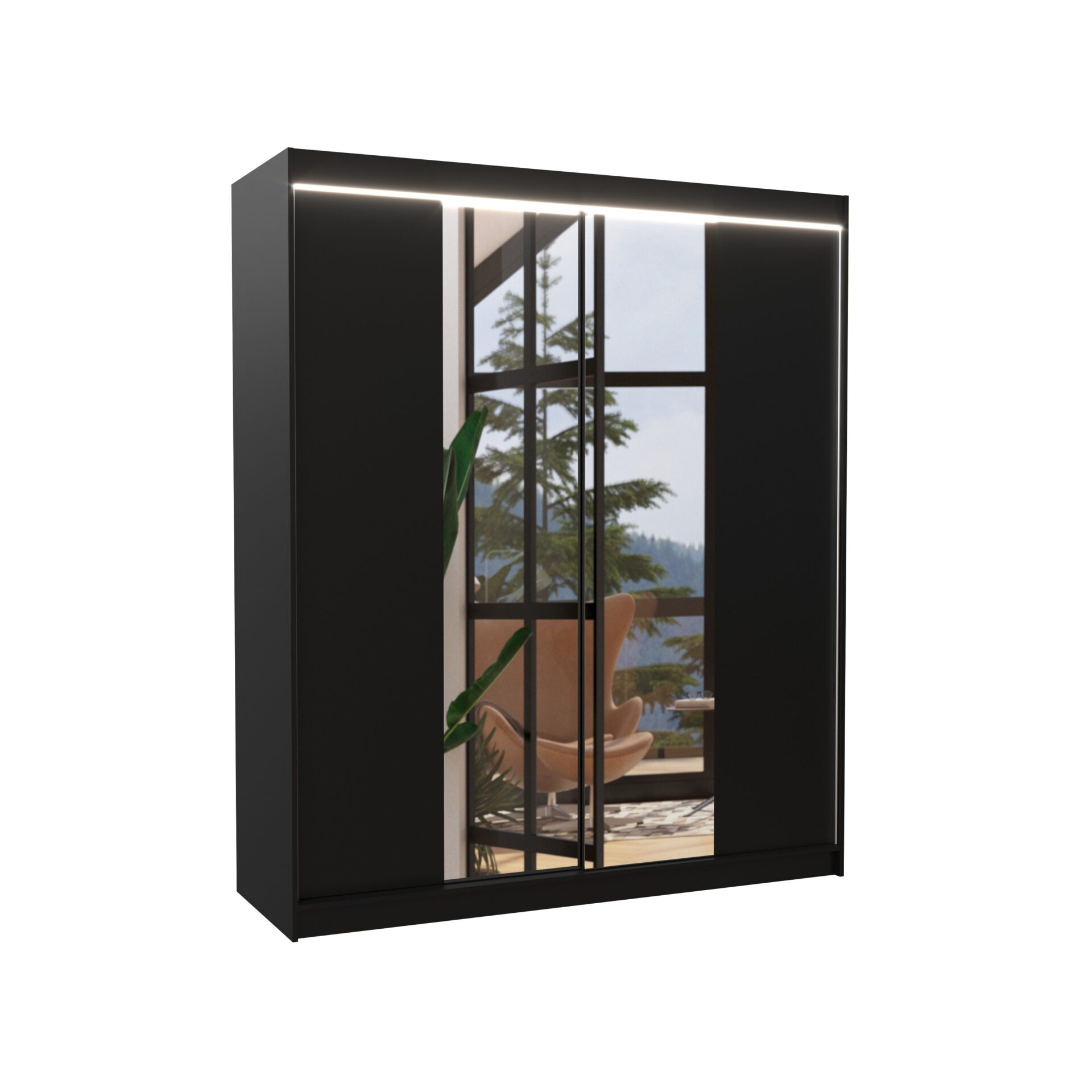 Stumdoma spinta su veidrodžiu ir LED apšvietimu BALANCE 180 juoda ADRK