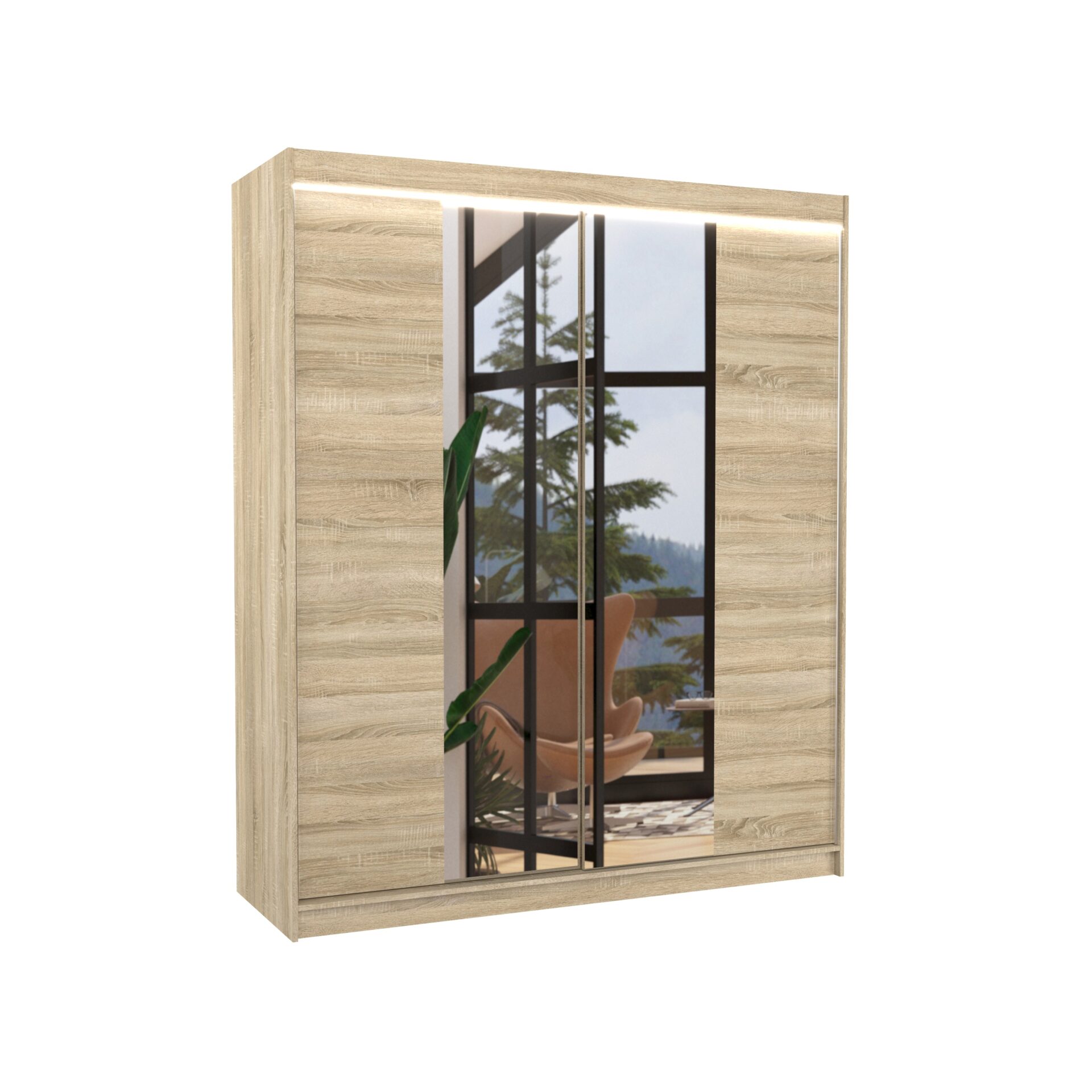 Stumdoma spinta su veidrodžiu ir LED apšvietimu BALANCE 180 Sonoma ADRK