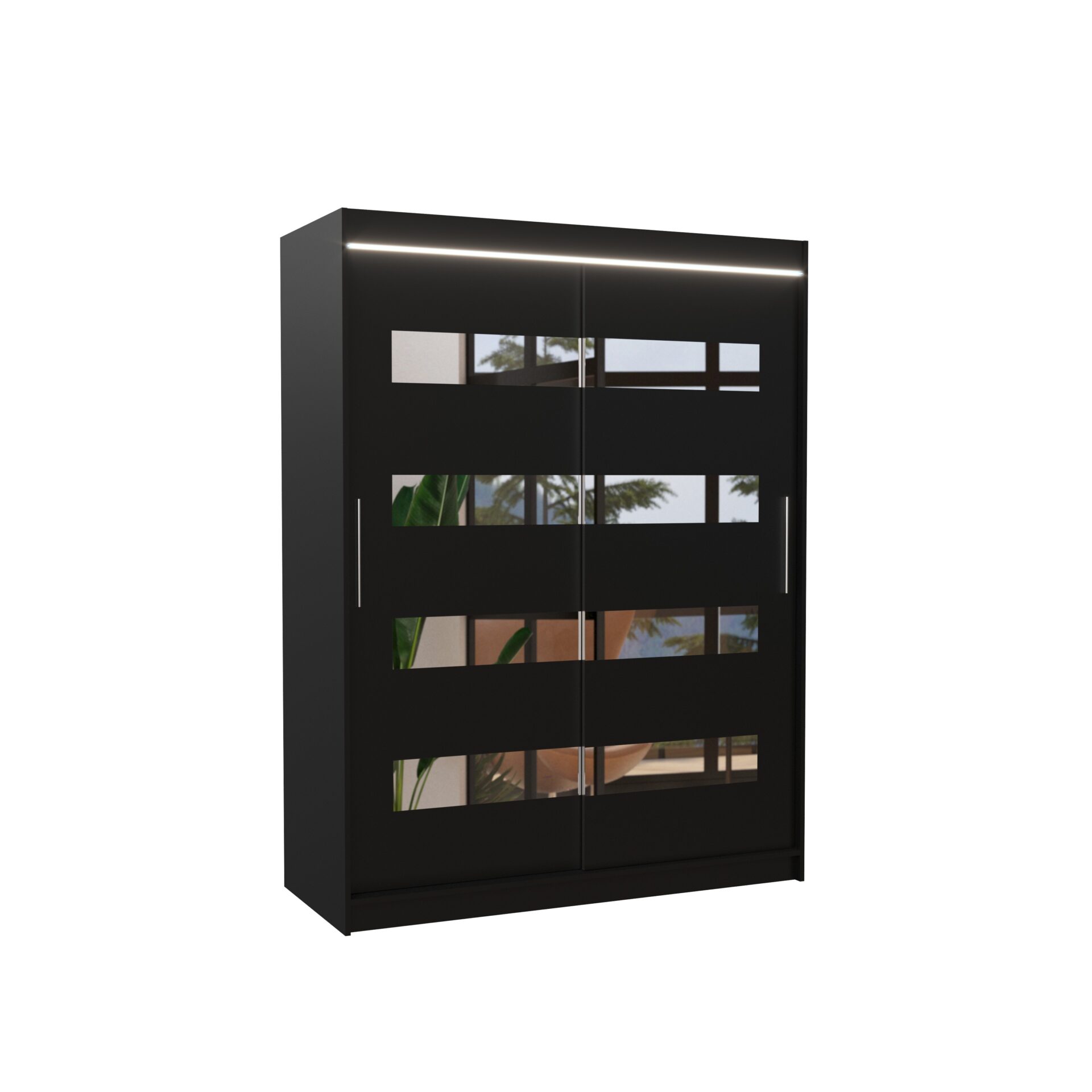 Stumdoma spinta su veidrodžiu ir LED apšvietimu BALTIC 150 Black ADRK