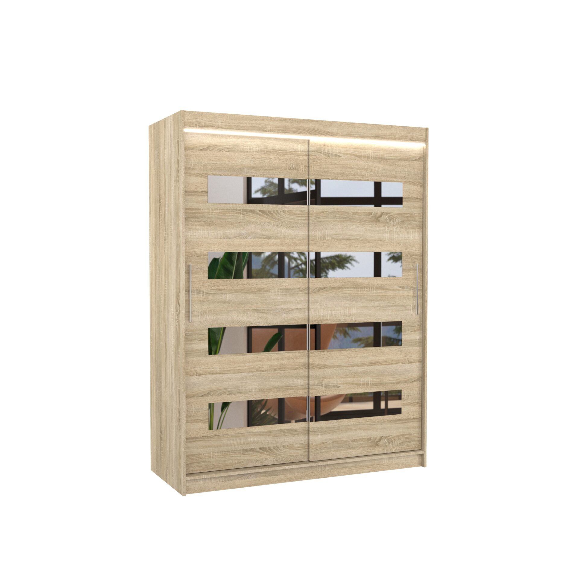 Stumdoma spinta su veidrodžiu ir LED apšvietimu BALTIC 150 Sonoma ADRK