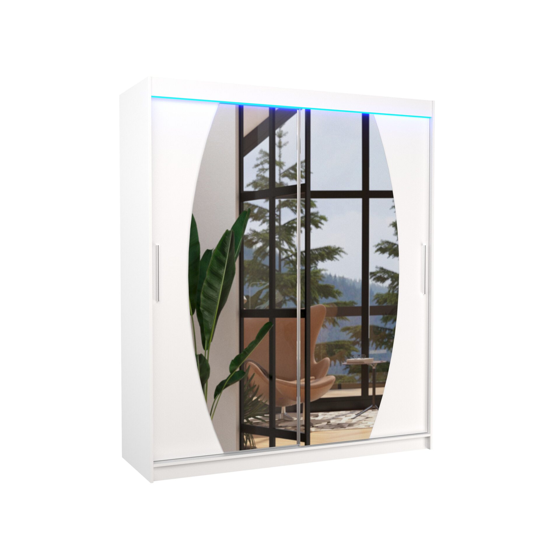 Stumdoma spinta su veidrodžiu ir LED apšvietimu BALTIMORE 180 balta ADRK