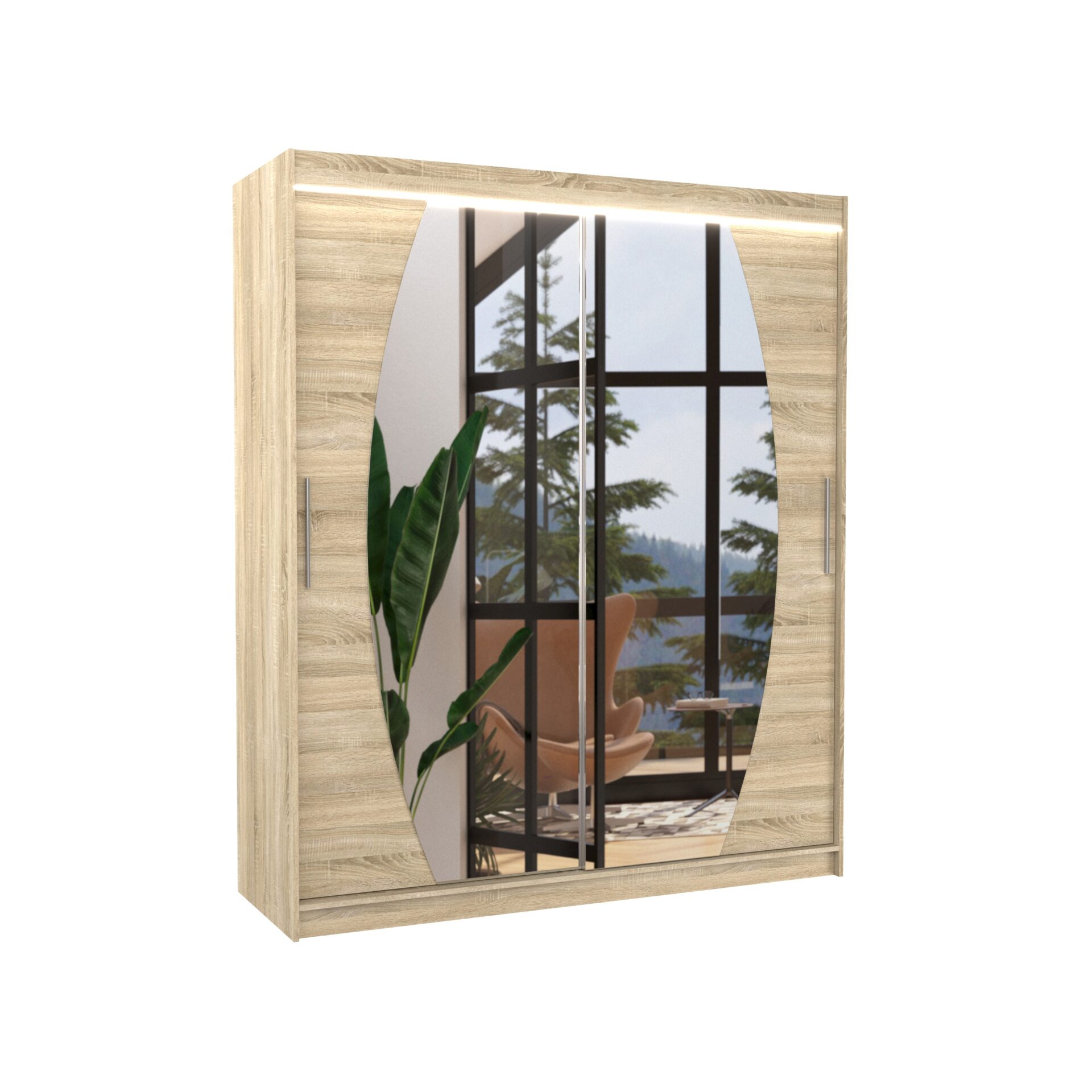 Stumdoma spinta su veidrodžiu ir LED apšvietimu BALTIMORE 180 Sonoma ADRK