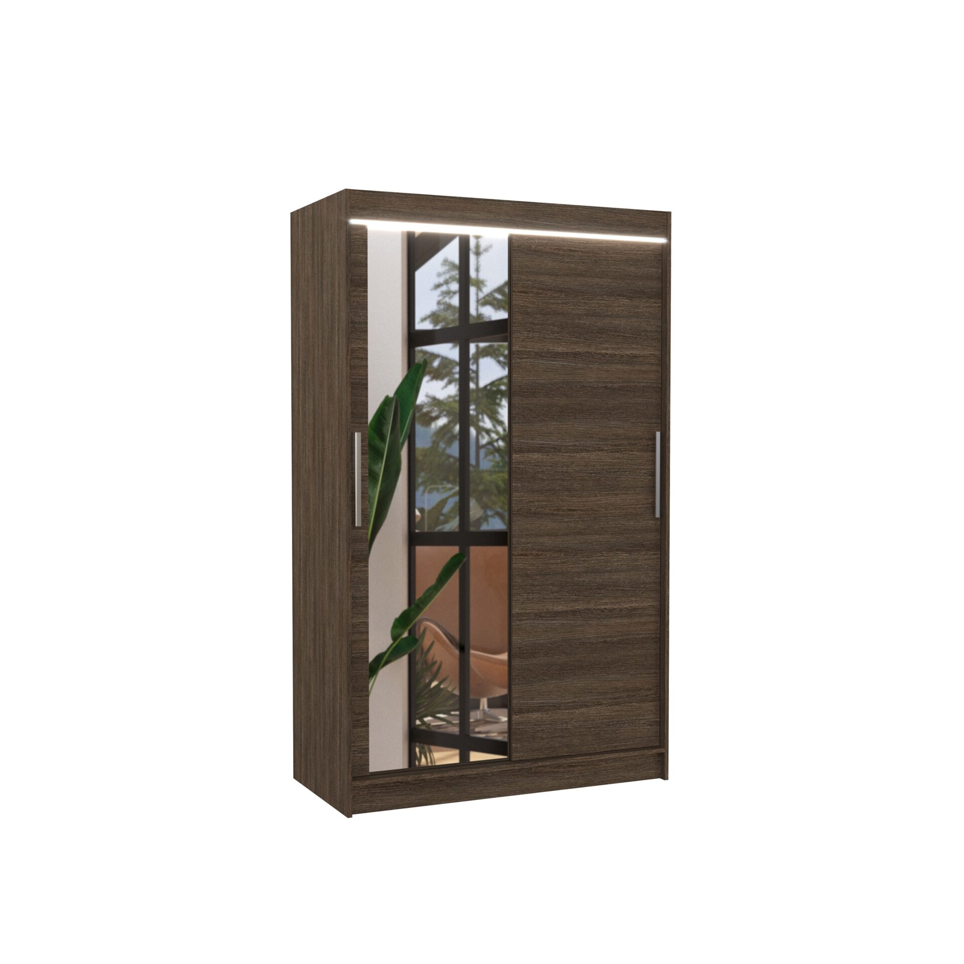 Stumdoma spinta su veidrodžiu ir LED apšvietimu BARIO 120 šokolado spalvos ADRK