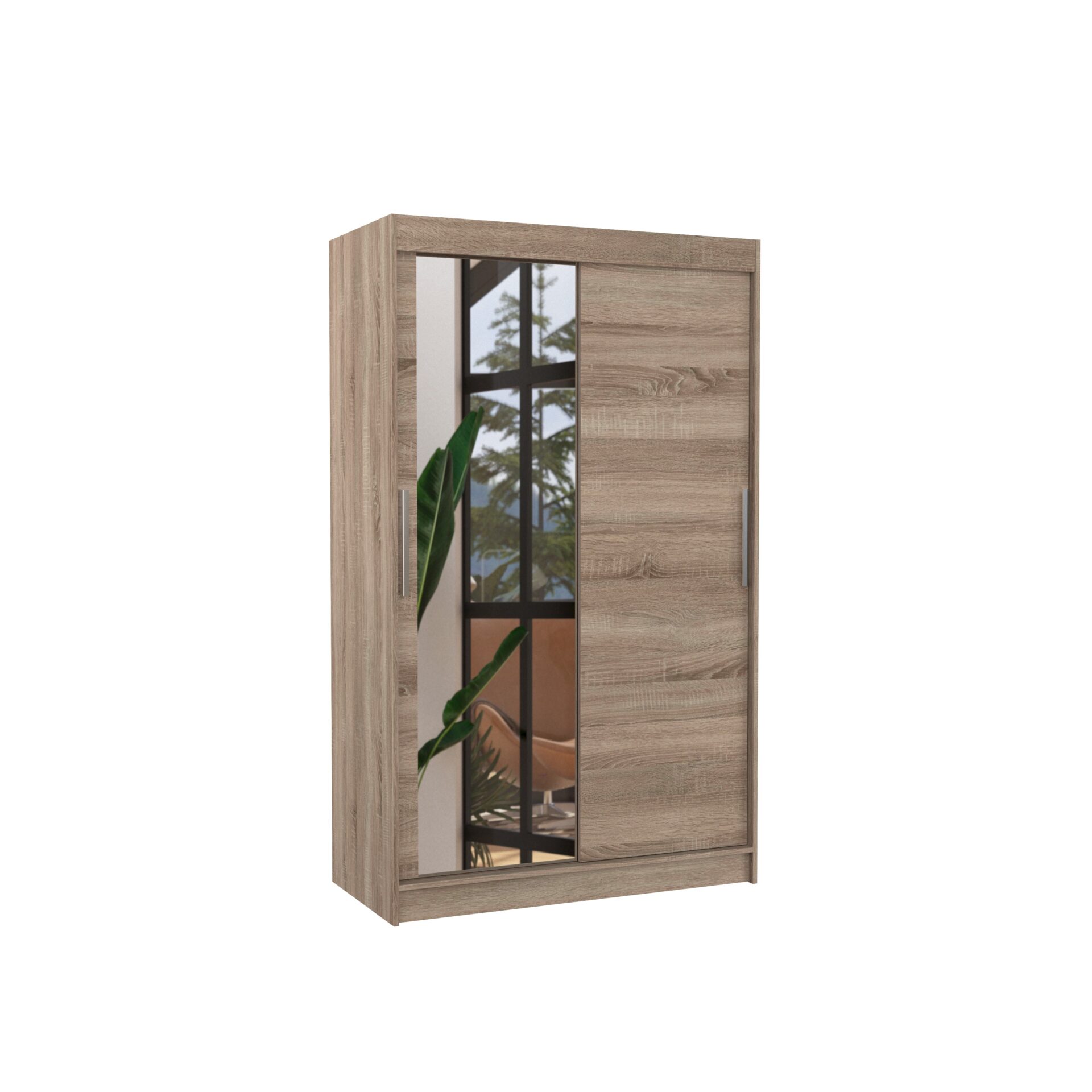 Stumdoma spinta su veidrodžiu ir LED apšvietimu BARIO 120 Truffle ADRK