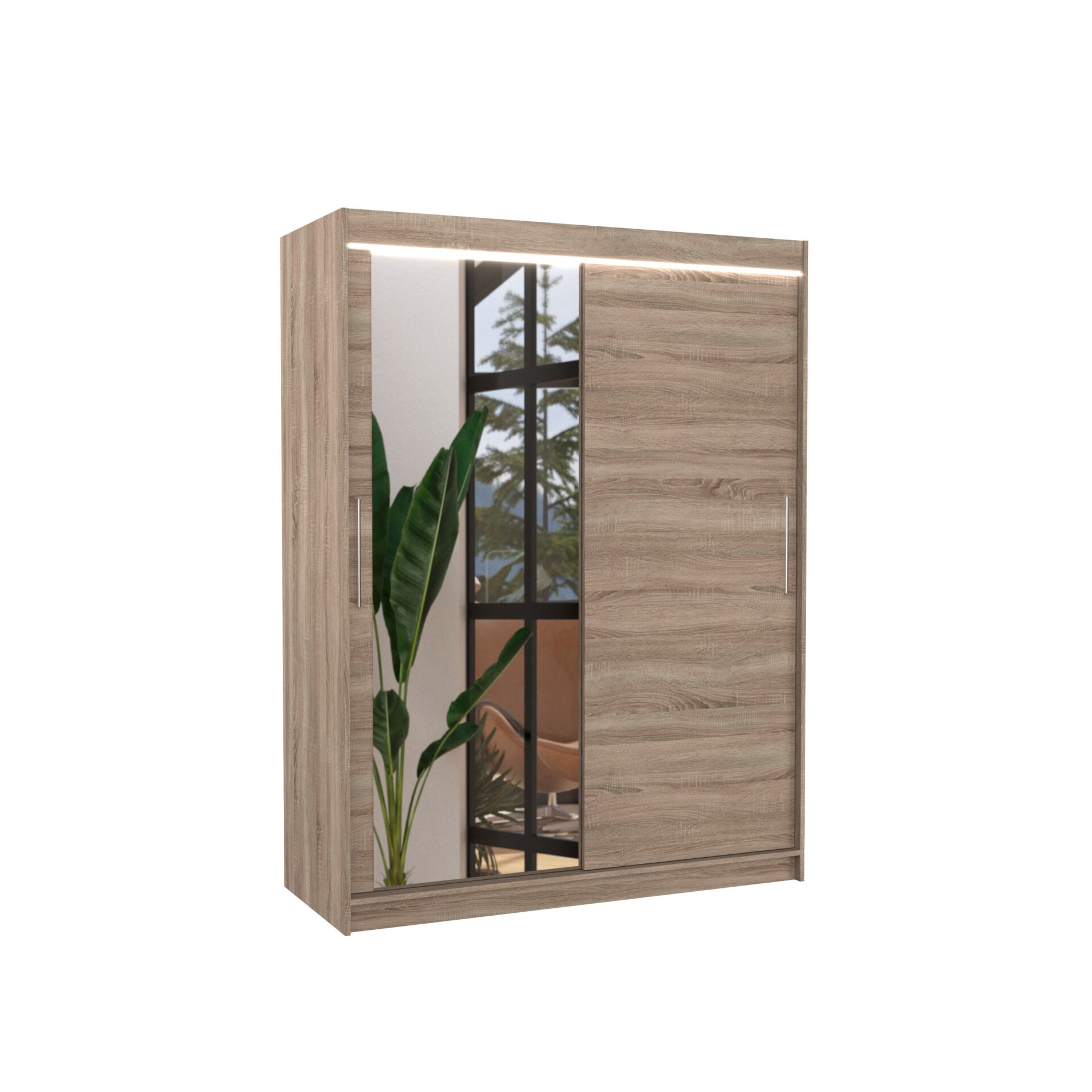 Stumdoma spinta su veidrodžiu ir LED apšvietimu BIANCO 150 Truffle ADRK