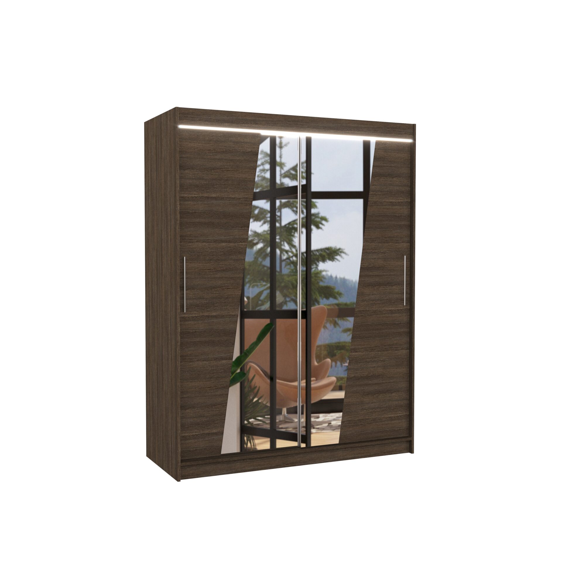 Stumdoma spinta su veidrodžiu ir LED apšvietimu BOLTON 150 Chocolate ADRK