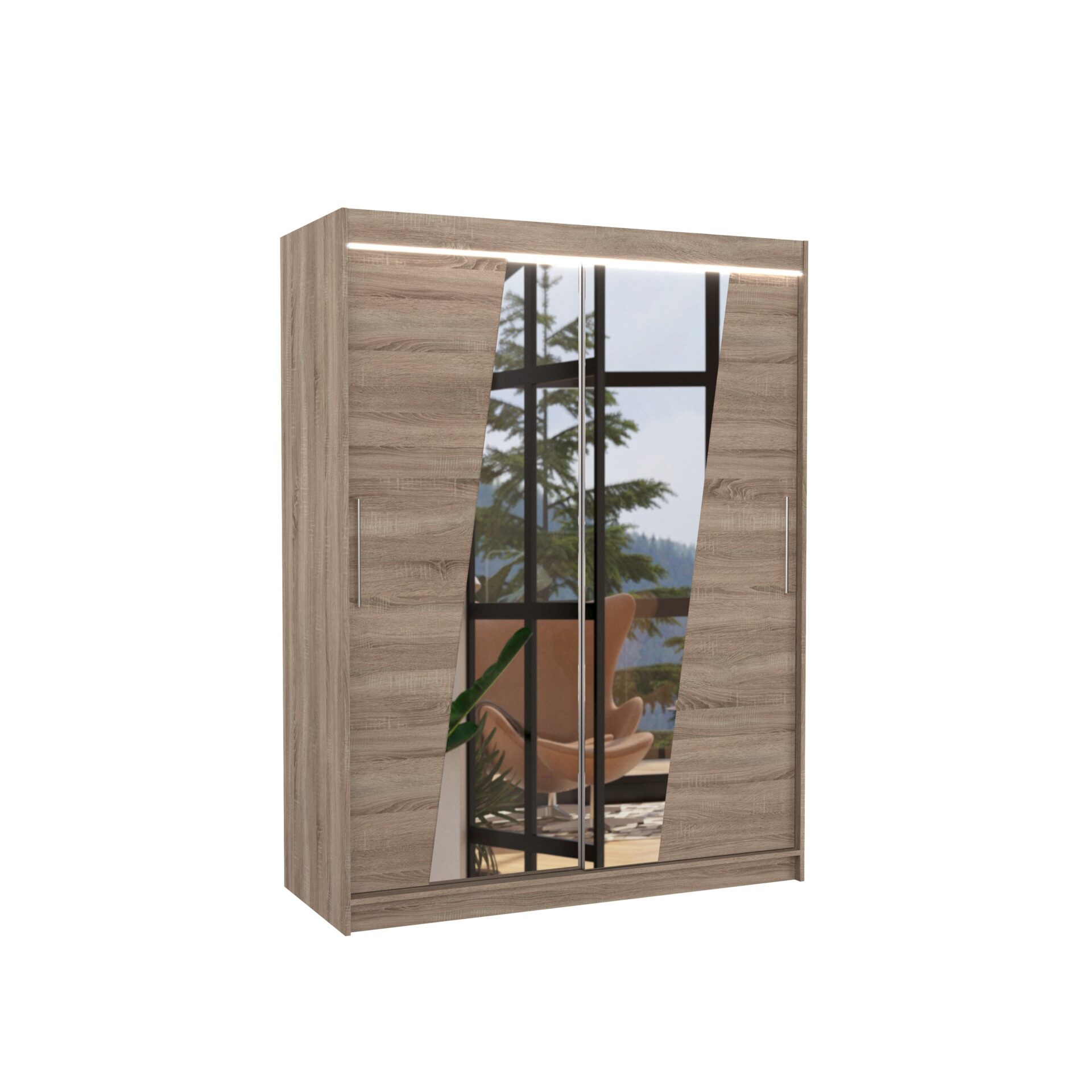 Stumdoma spinta su veidrodžiu ir LED apšvietimu BOLTON 150 Truffle ADRK