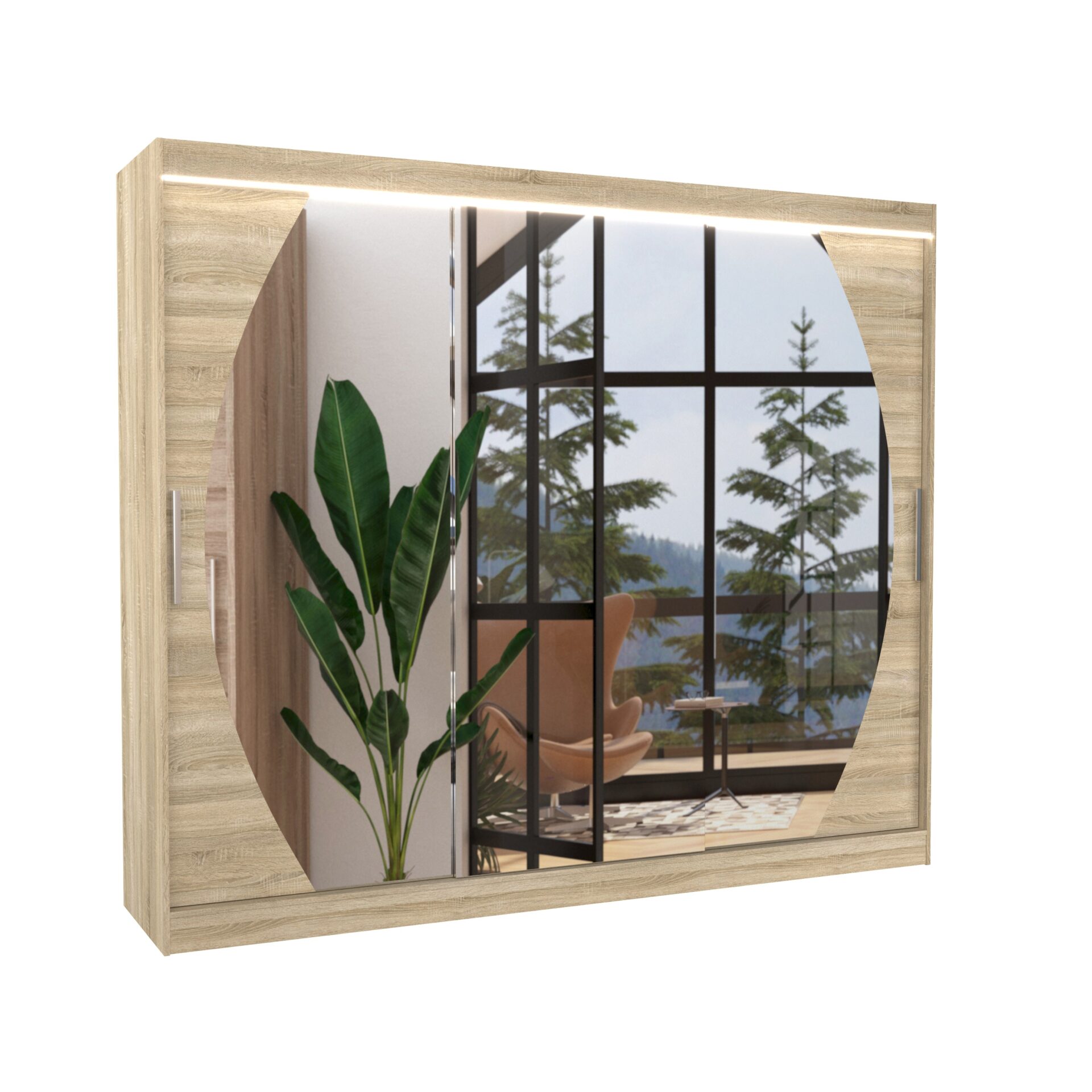 Stumdoma spinta su veidrodžiu ir LED apšvietimu CAMBE 250 Sonoma ADRK