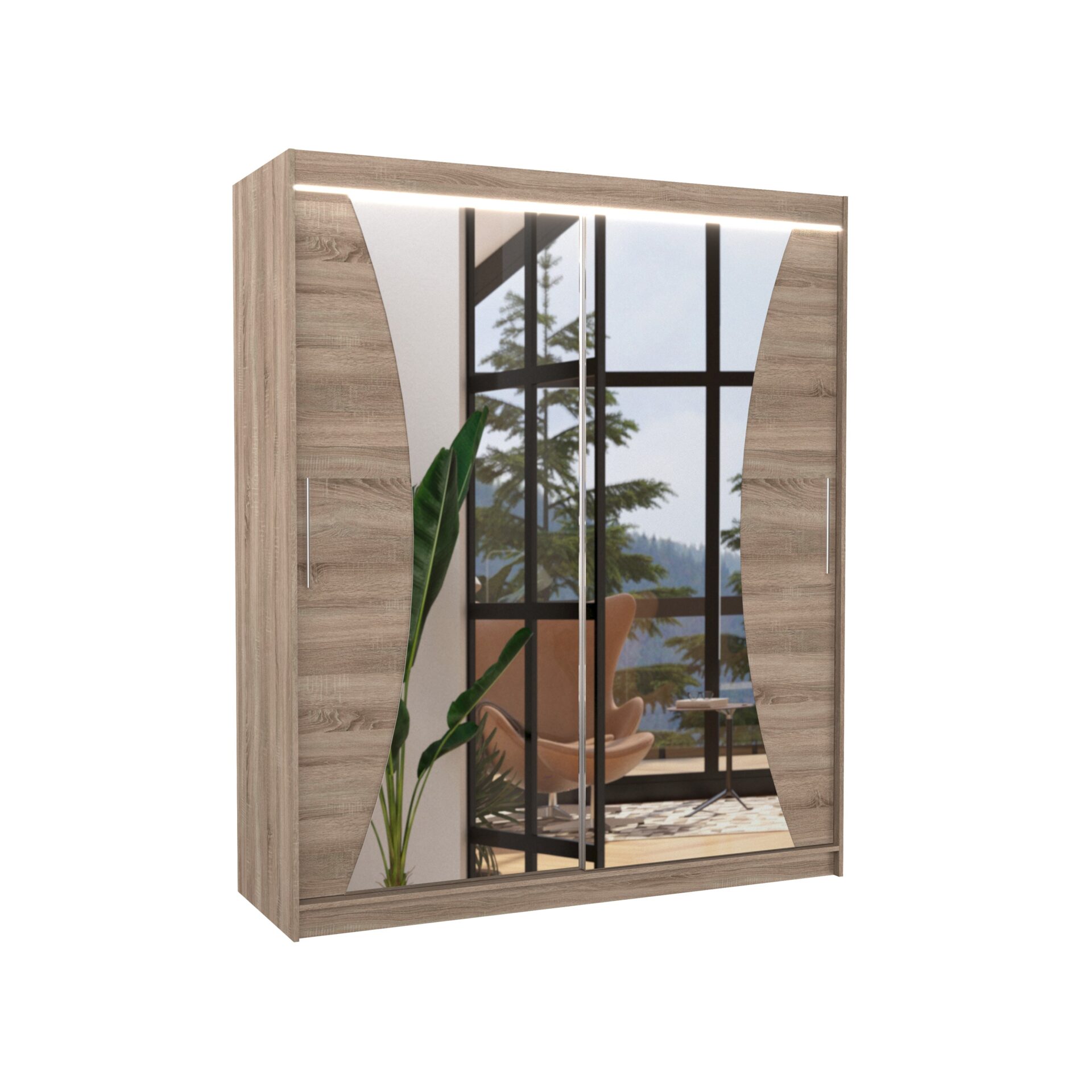 Stumdoma spinta su veidrodžiu ir LED apšvietimu CHARLOTTE 180 Truffle ADRK