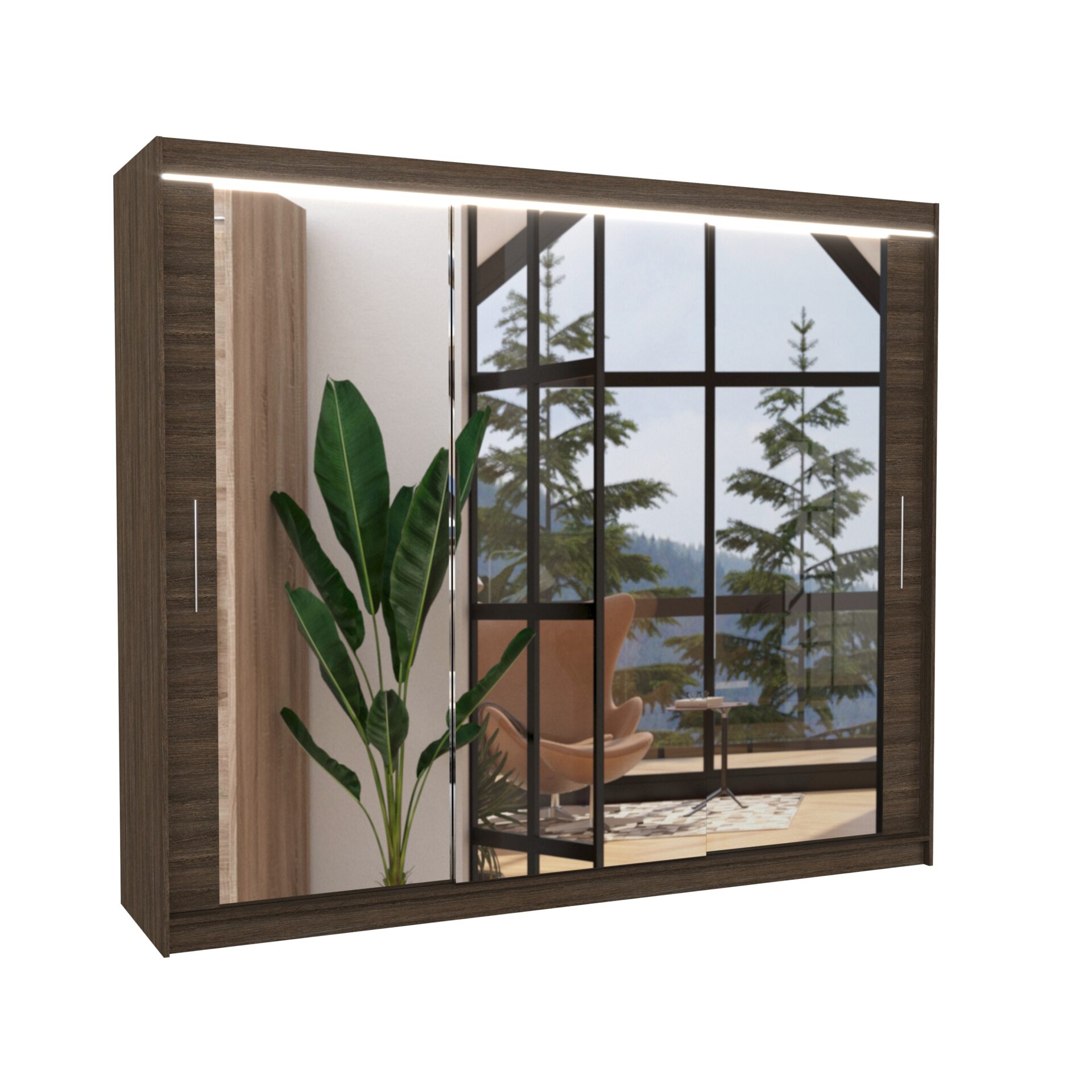 Stumdoma spinta su veidrodžiu ir LED apšvietimu CHESTER 250 Chocolate ADRK