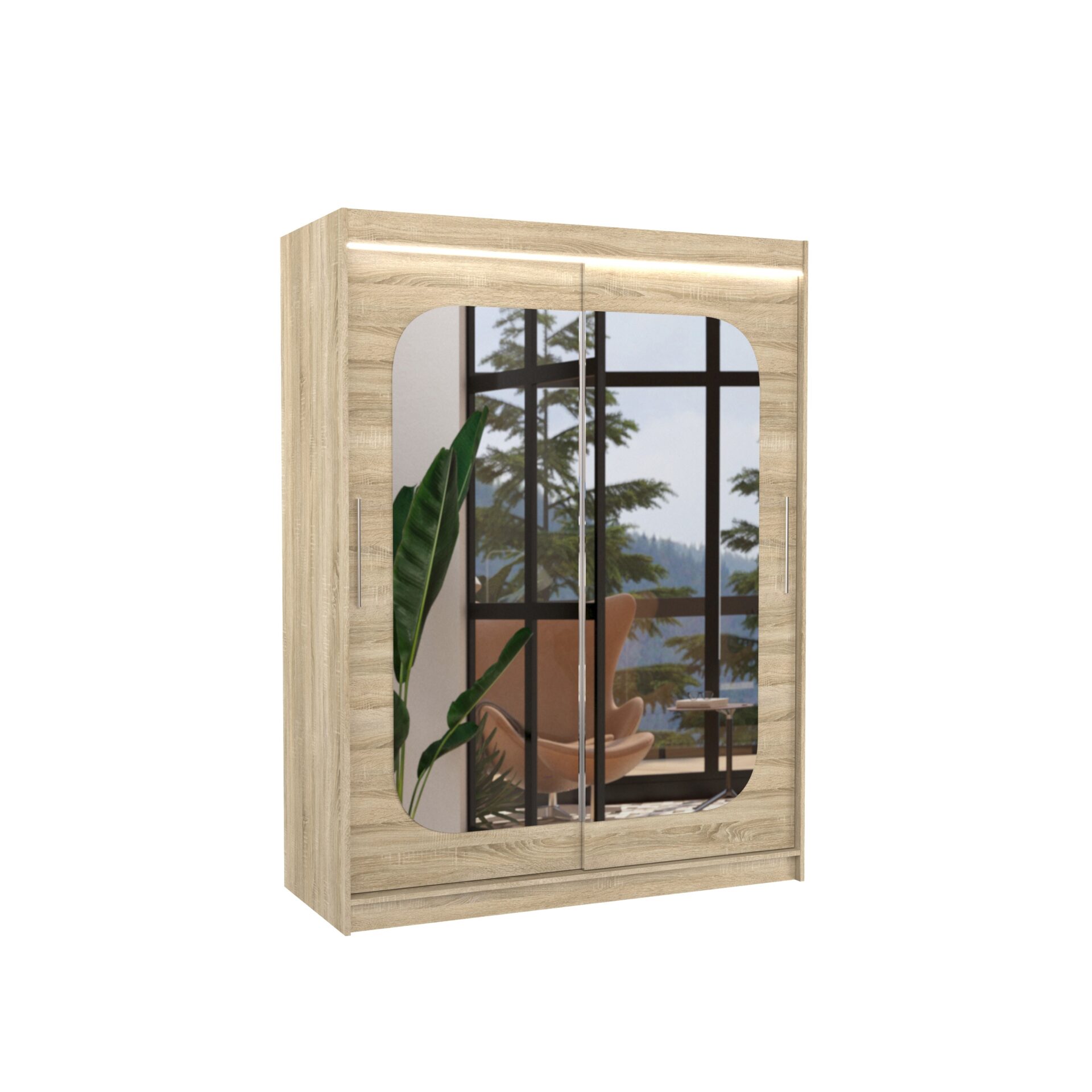 Stumdoma spinta su veidrodžiu ir LED apšvietimu CLEVER 150 Sonoma ADRK