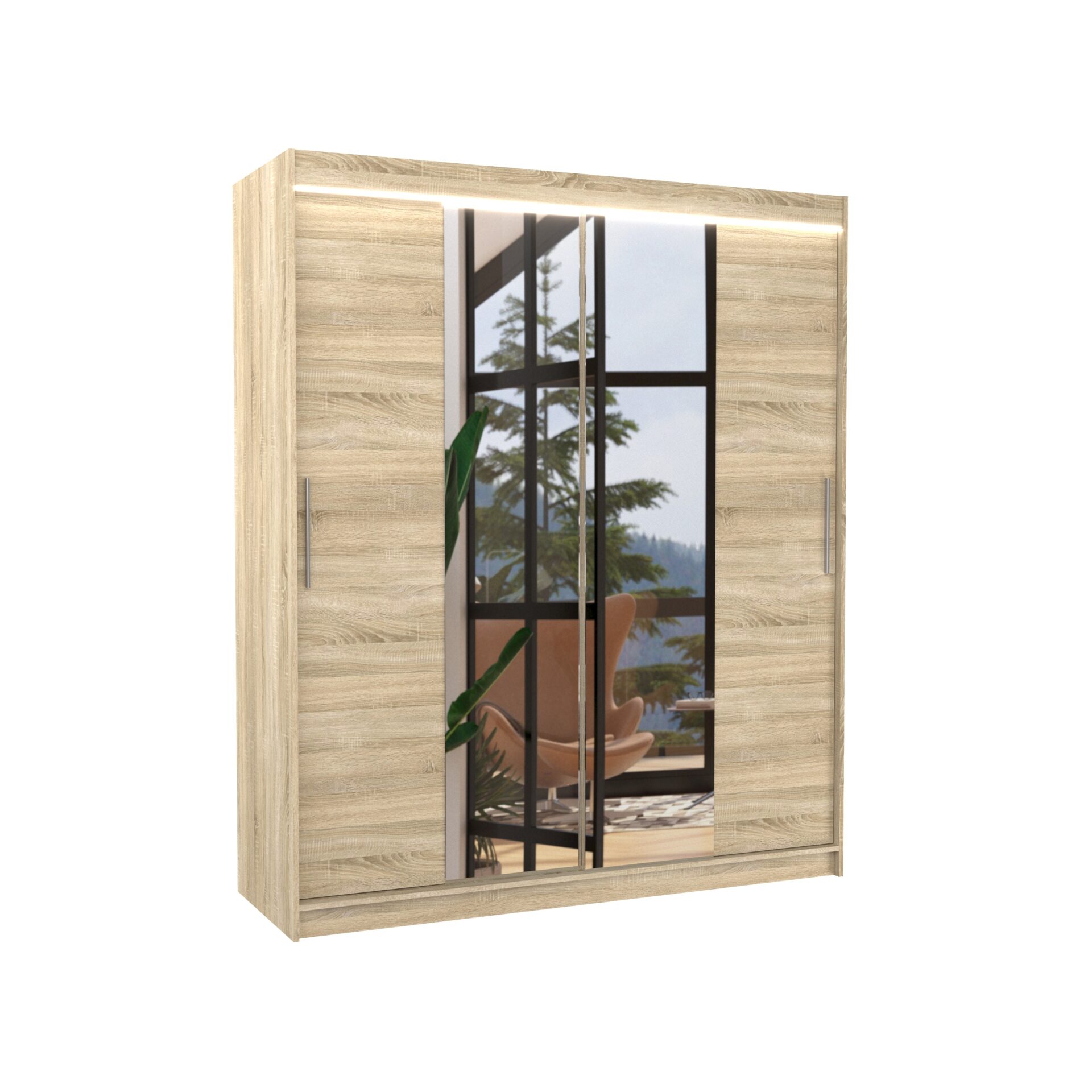 Stumdoma spinta su veidrodžiu ir LED apšvietimu DALLAS 180 Sonoma ADRK